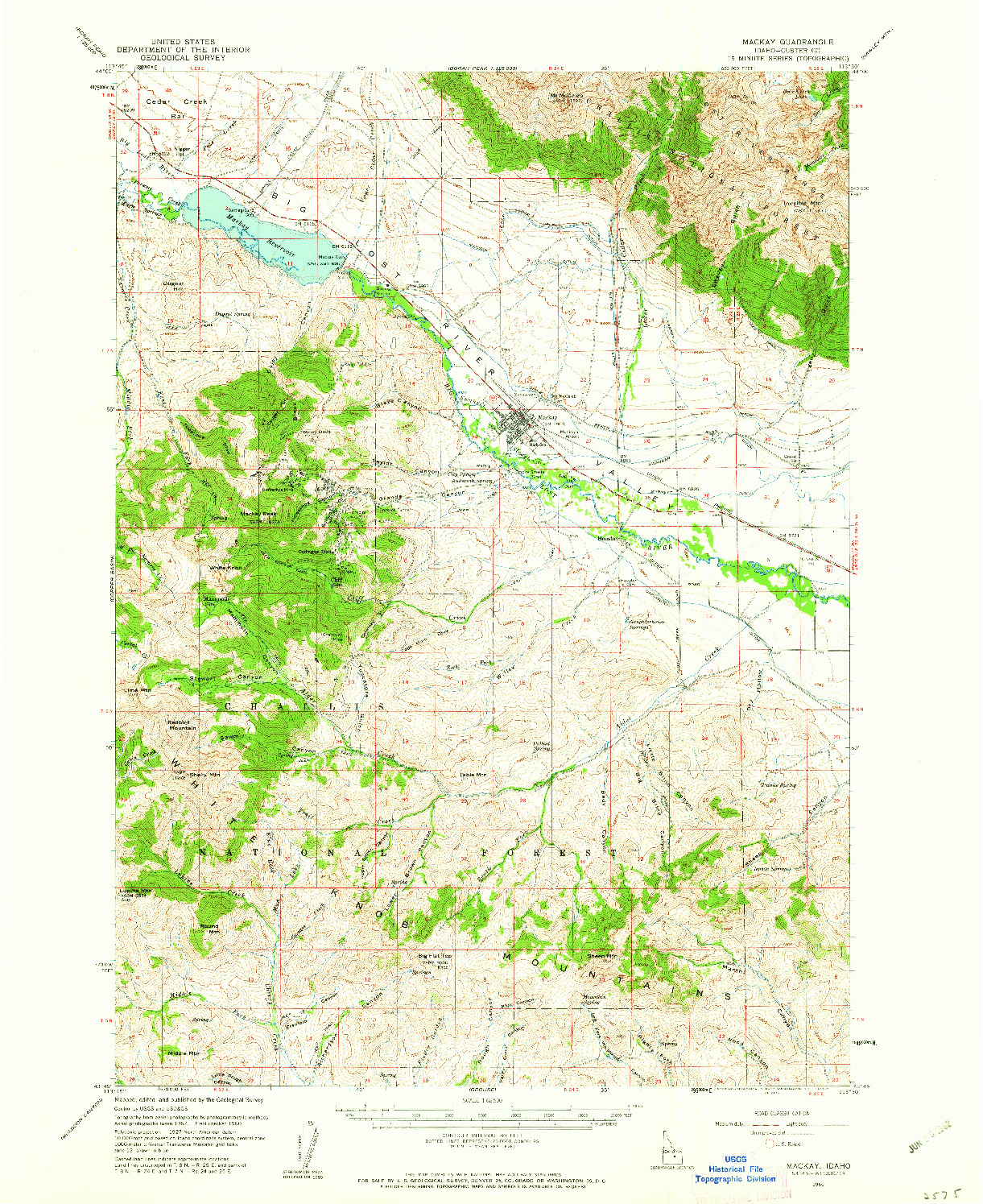 USGS 1:62500-SCALE QUADRANGLE FOR MACKAY, ID 1960
