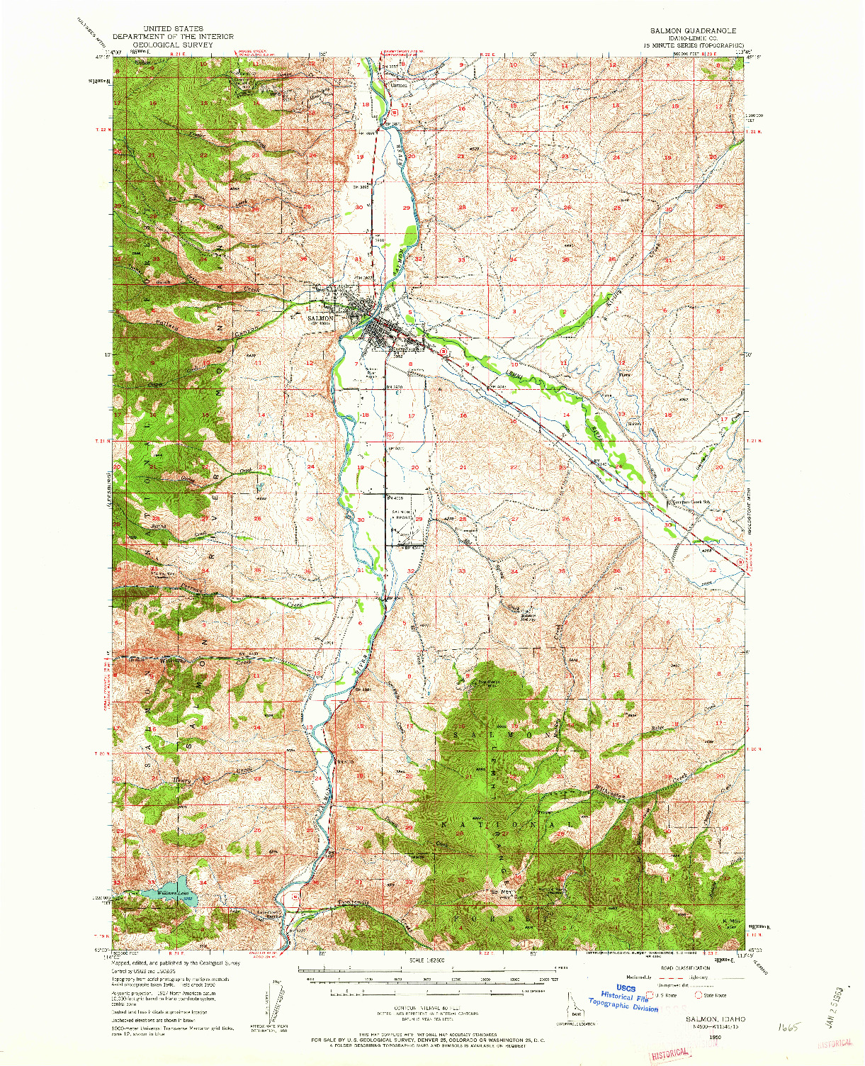USGS 1:62500-SCALE QUADRANGLE FOR SALMON, ID 1950