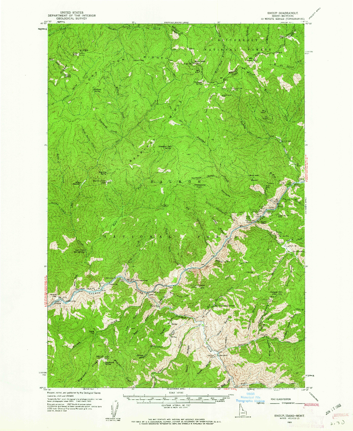 USGS 1:62500-SCALE QUADRANGLE FOR SHOUP, ID 1960