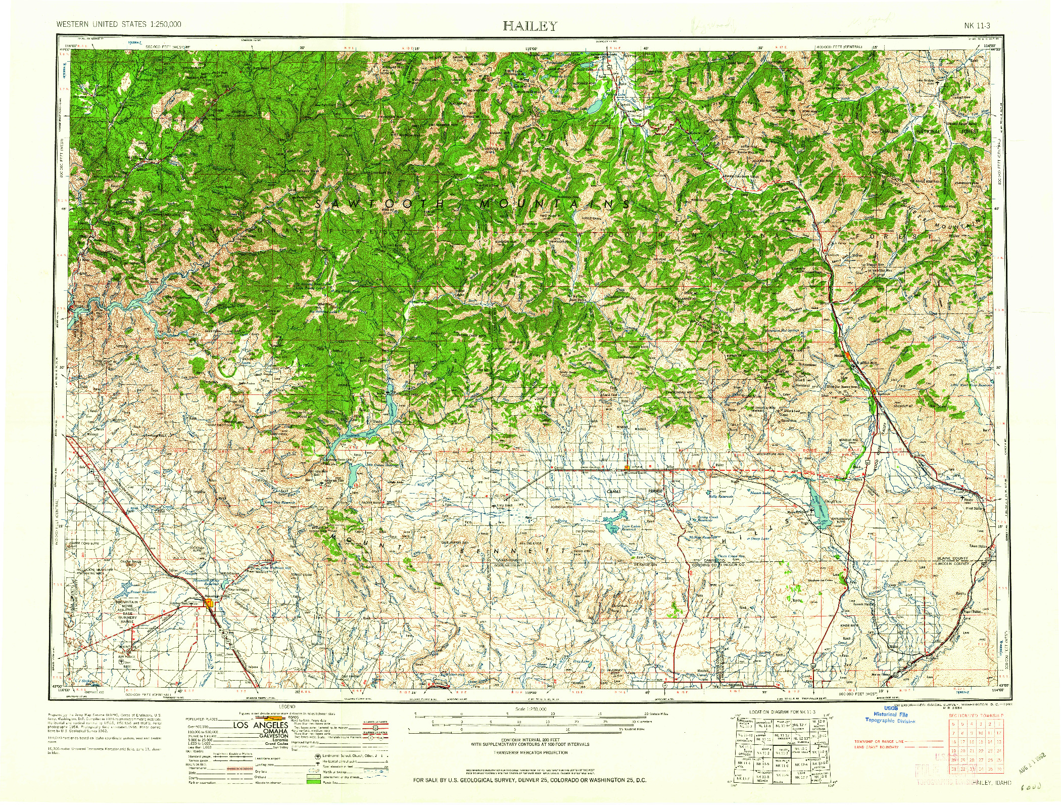 USGS 1:250000-SCALE QUADRANGLE FOR HAILEY, ID 1962