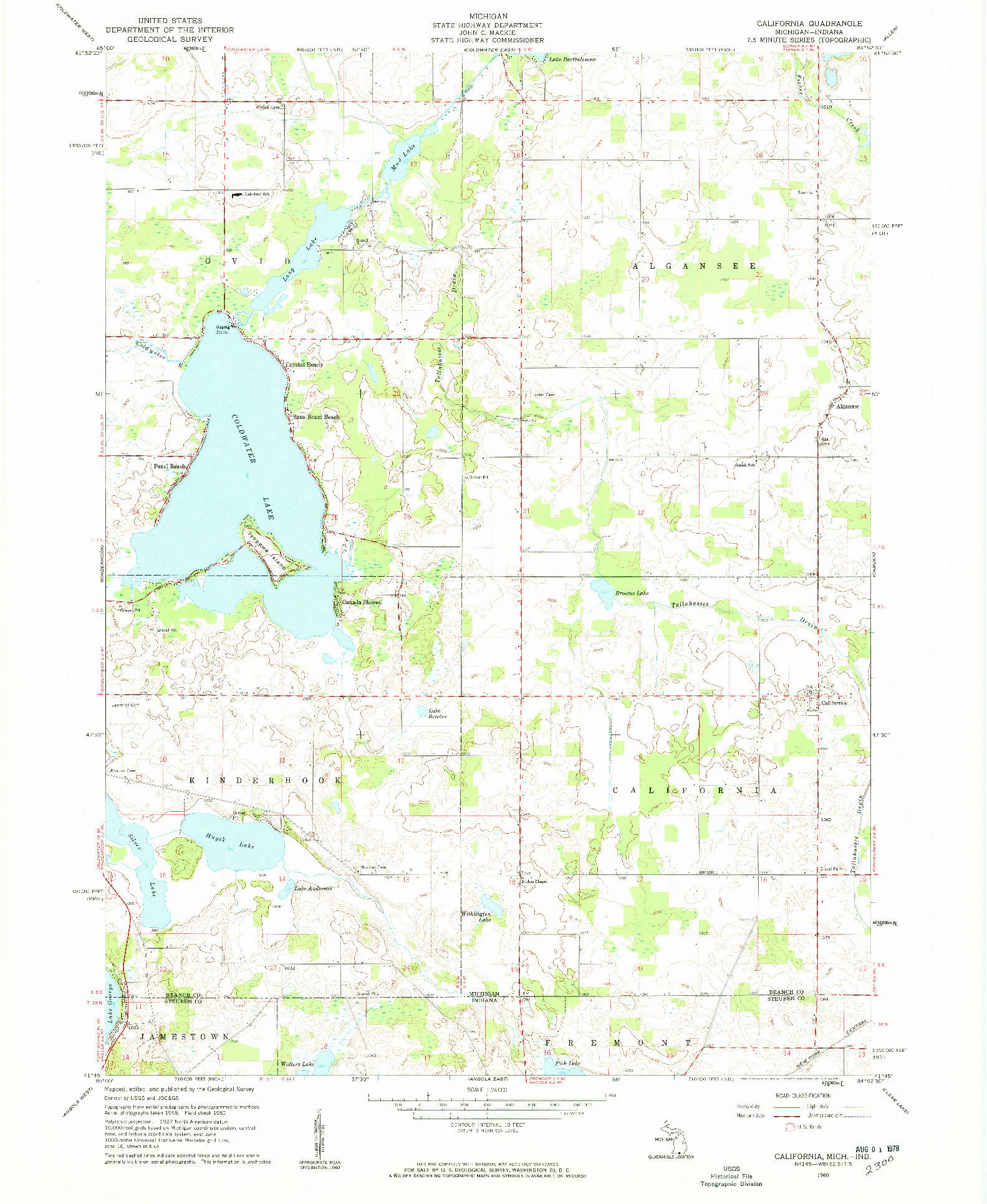 USGS 1:24000-SCALE QUADRANGLE FOR CALIFORNIA, MI 1960