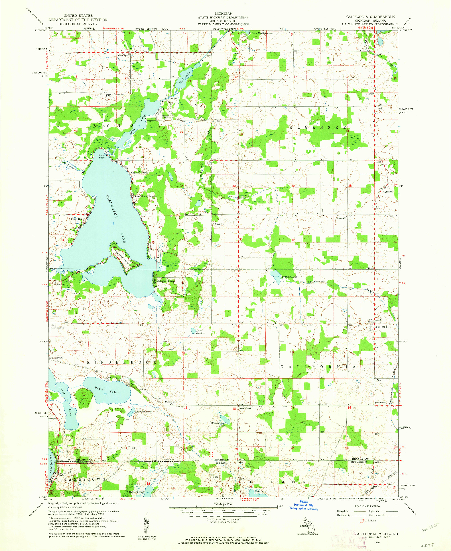 USGS 1:24000-SCALE QUADRANGLE FOR CALIFORNIA, MI 1960