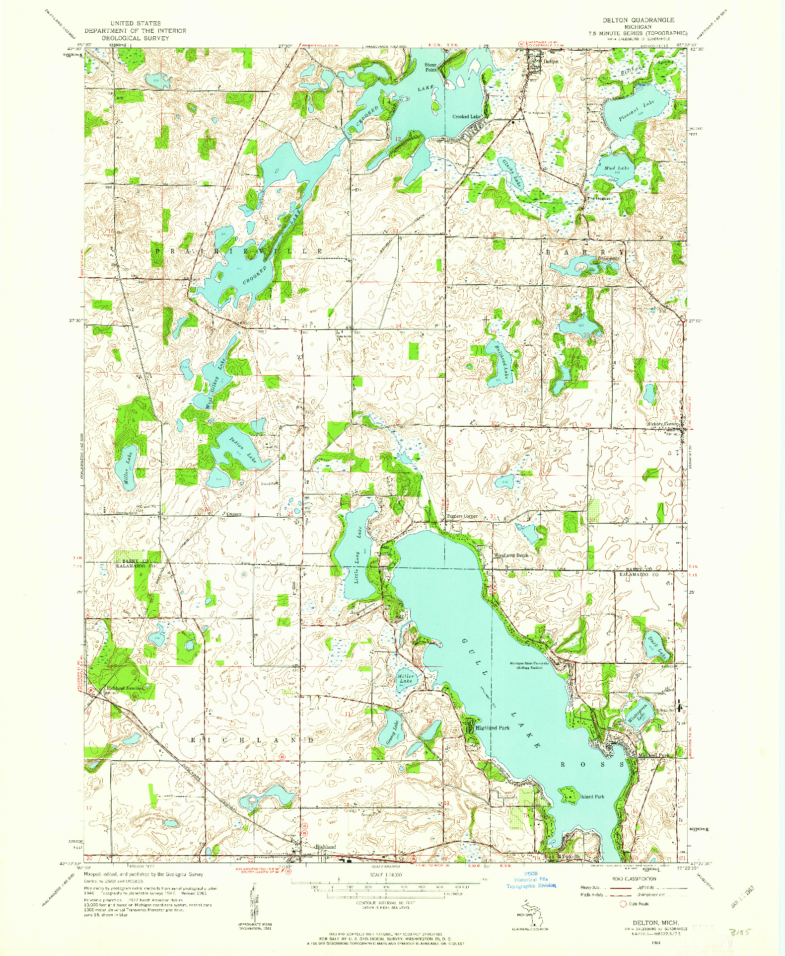 USGS 1:24000-SCALE QUADRANGLE FOR DELTON, MI 1961
