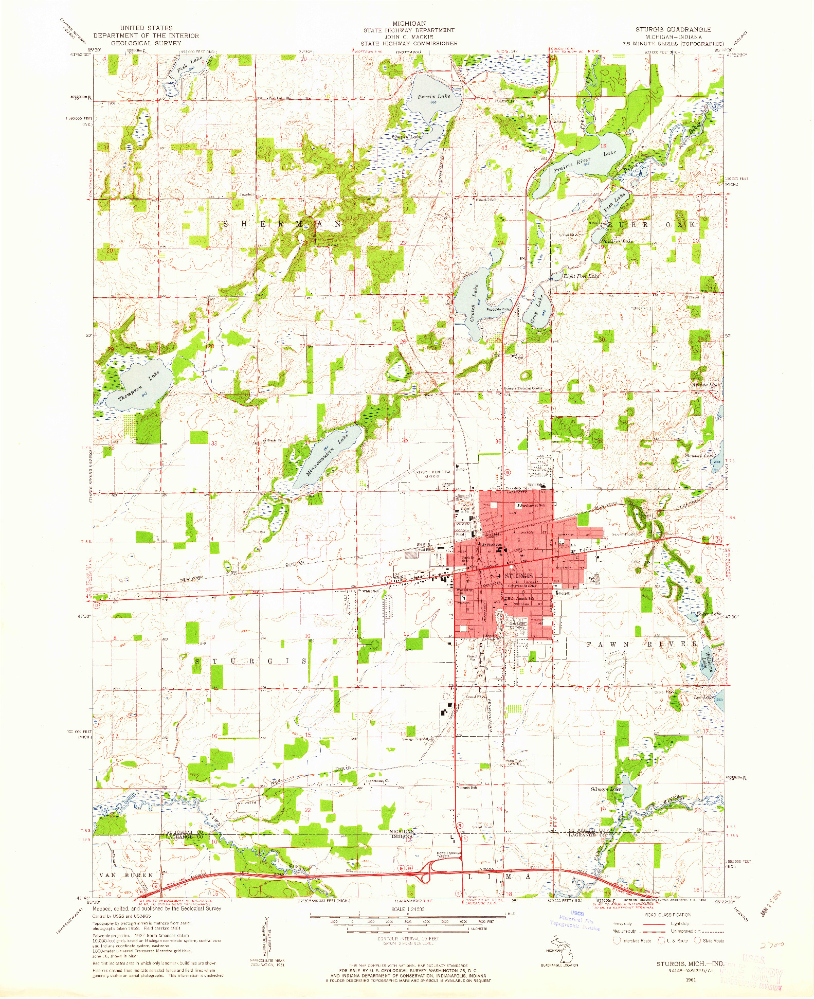 USGS 1:24000-SCALE QUADRANGLE FOR STURGIS, MI 1961