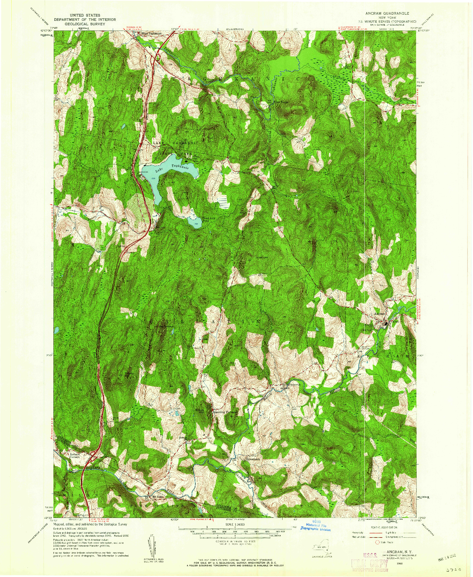 USGS 1:24000-SCALE QUADRANGLE FOR ANCRAM, NY 1960