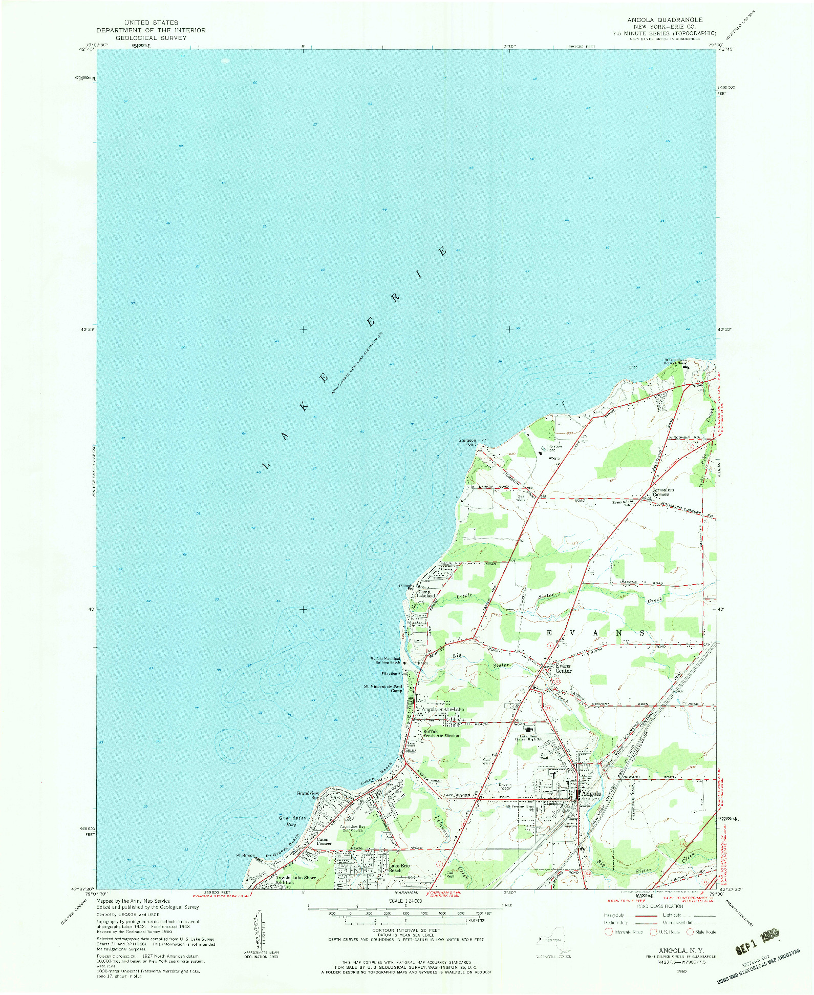 USGS 1:24000-SCALE QUADRANGLE FOR ANGOLA, NY 1960