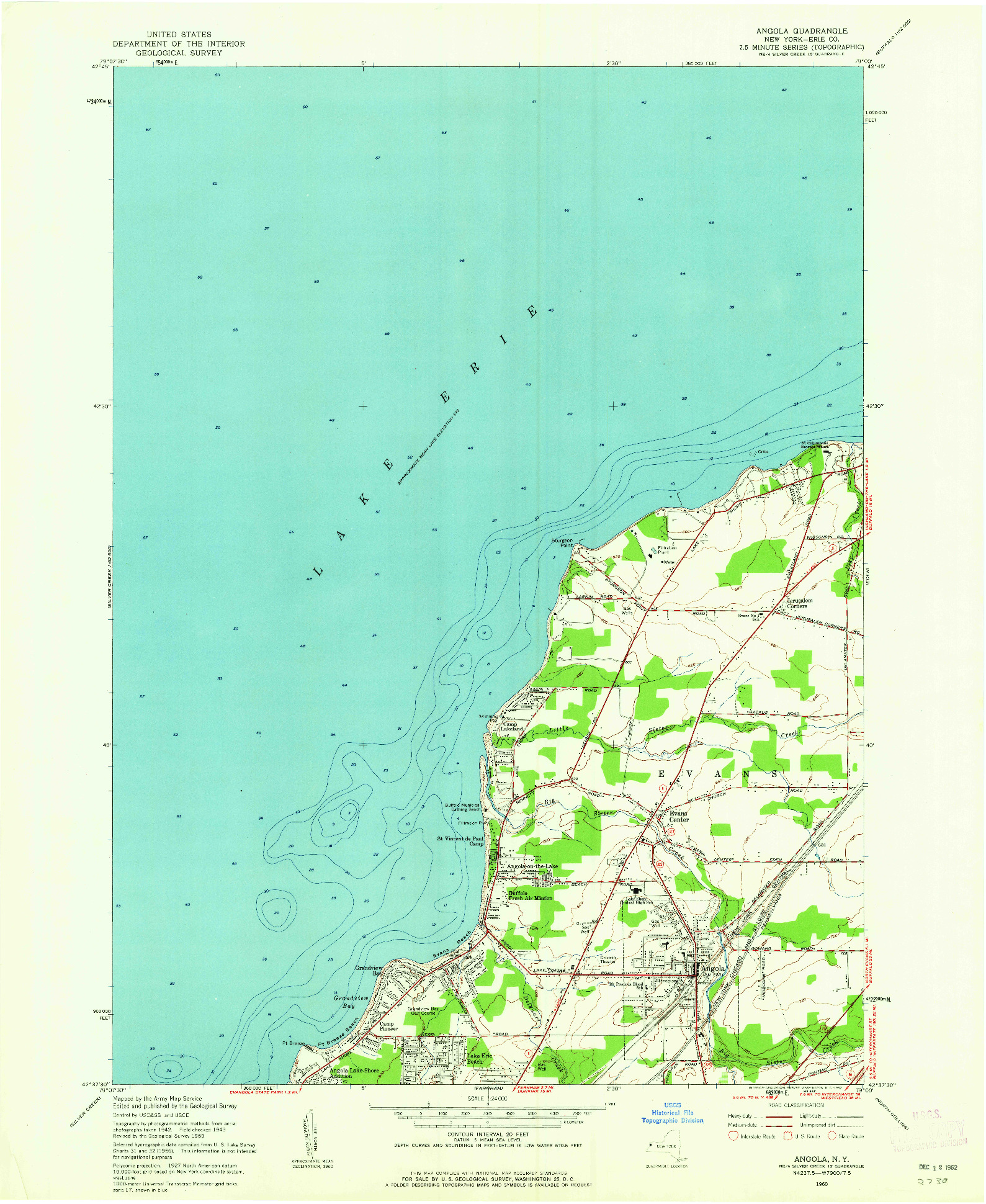 USGS 1:24000-SCALE QUADRANGLE FOR ANGOLA, NY 1960