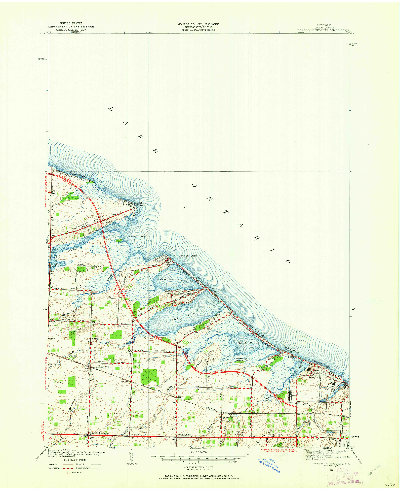 USGS 1:24000-SCALE QUADRANGLE FOR BRADDOCK HEIGHTS, NY 1952