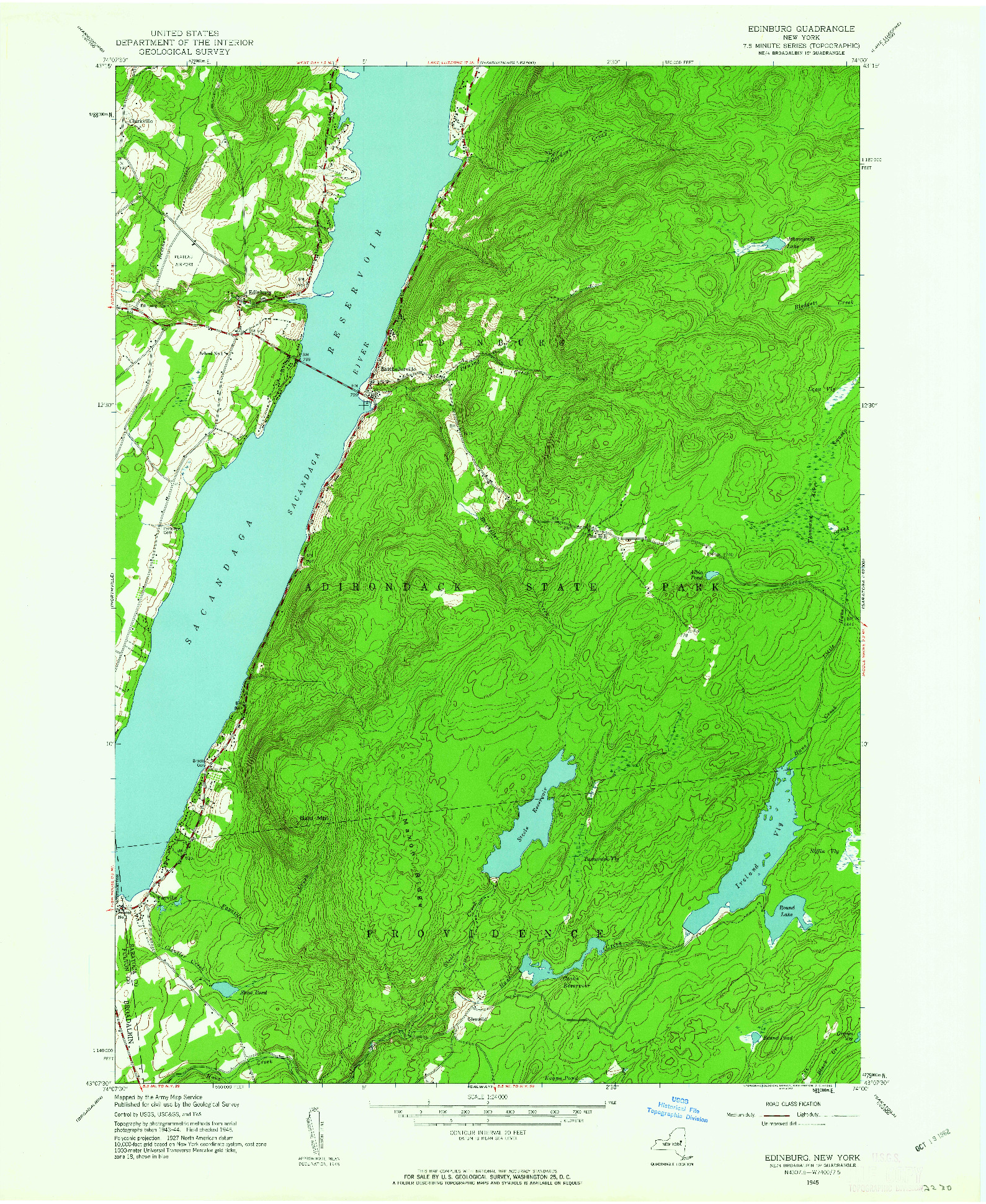 USGS 1:24000-SCALE QUADRANGLE FOR EDINBURG, NY 1945