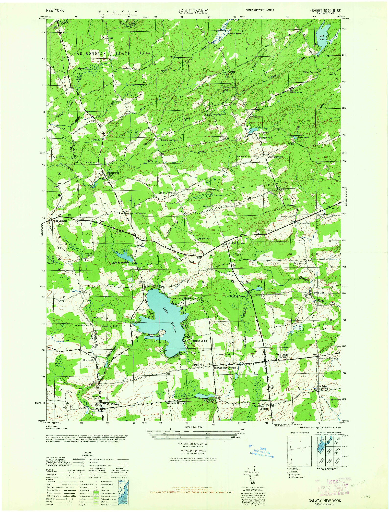 USGS 1:24000-SCALE QUADRANGLE FOR GALWAY, NY 1945