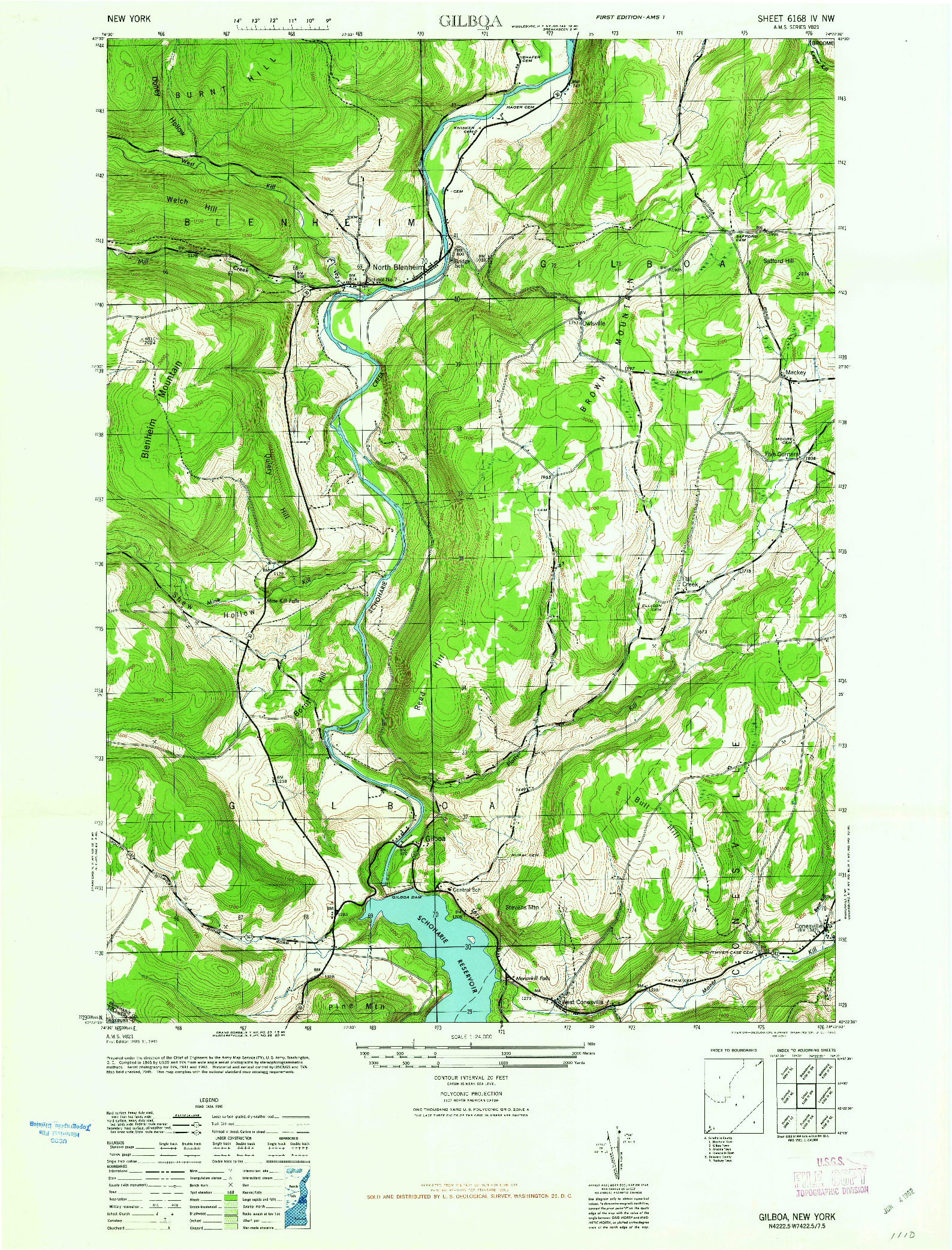 USGS 1:24000-SCALE QUADRANGLE FOR GILBOA, NY 1945
