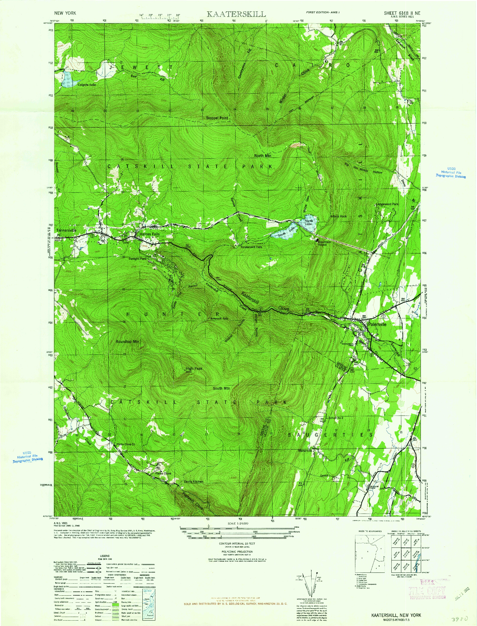 USGS 1:24000-SCALE QUADRANGLE FOR KAATERSKILL, NY 1946