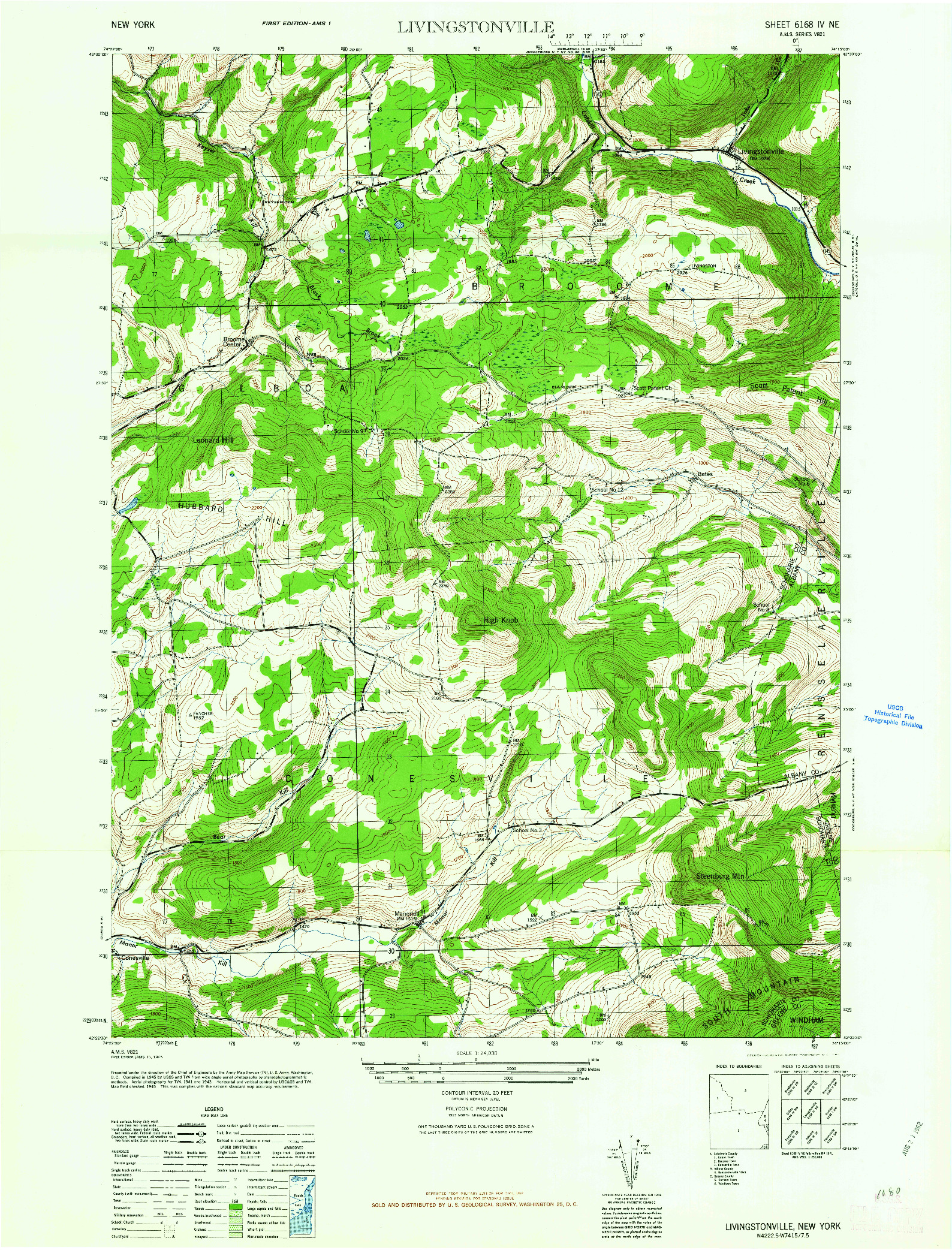 USGS 1:24000-SCALE QUADRANGLE FOR LIVINGSTONVILLE, NY 1962