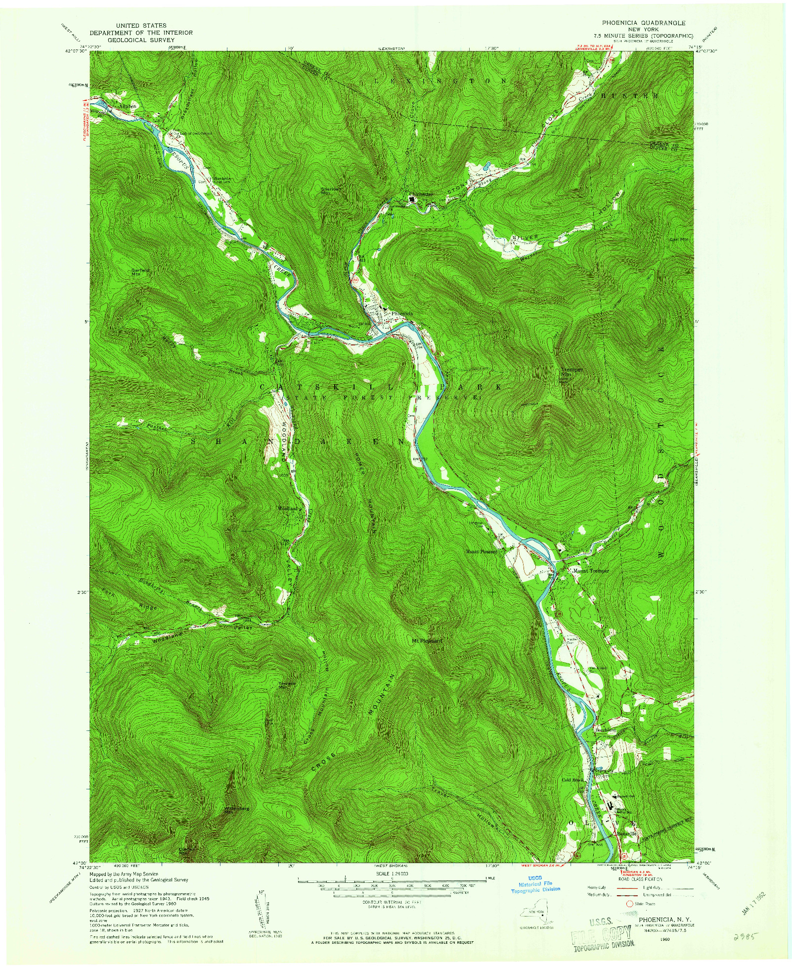 USGS 1:24000-SCALE QUADRANGLE FOR PHOENICIA, NY 1960