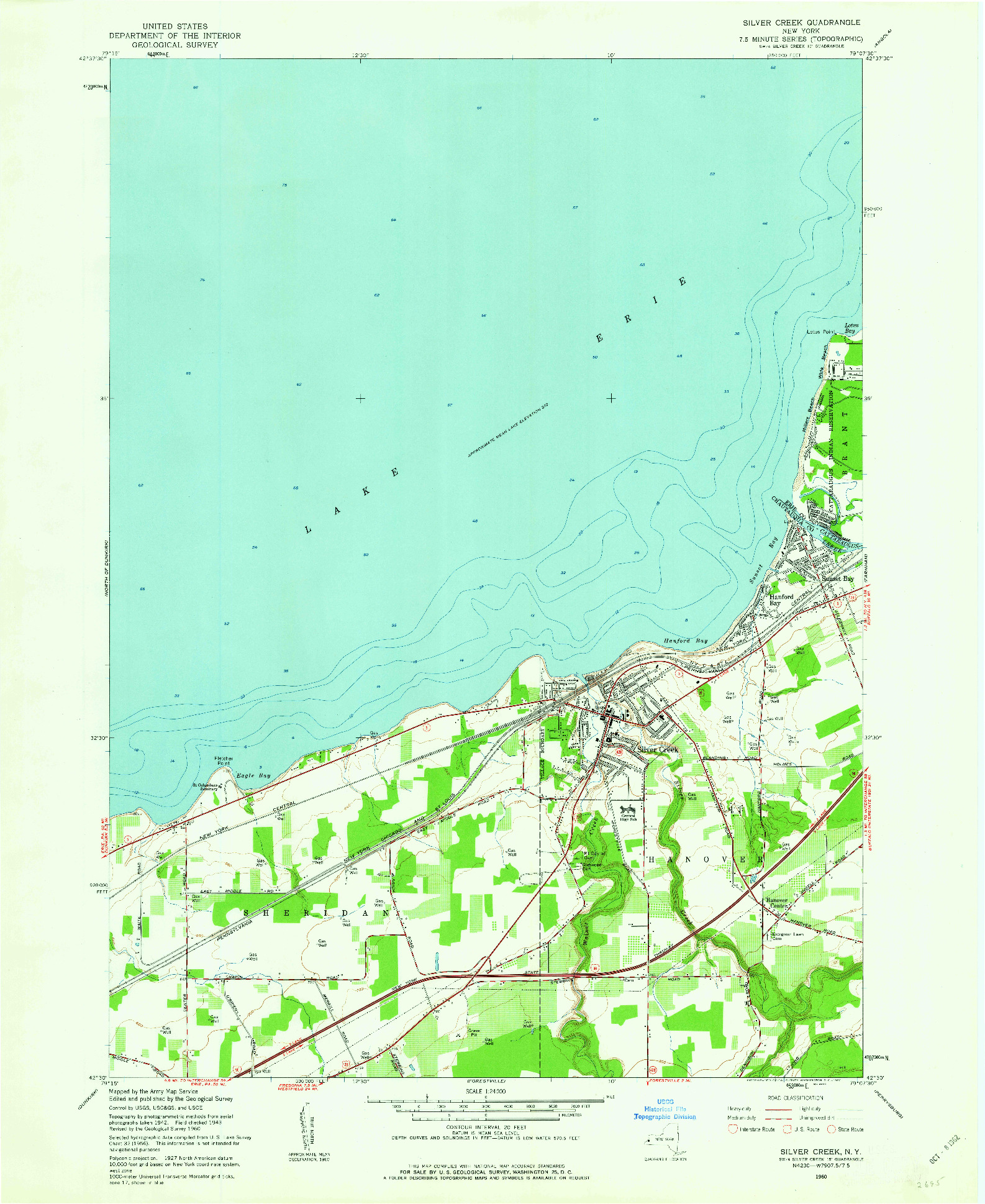 USGS 1:24000-SCALE QUADRANGLE FOR SILVER CREEK, NY 1960