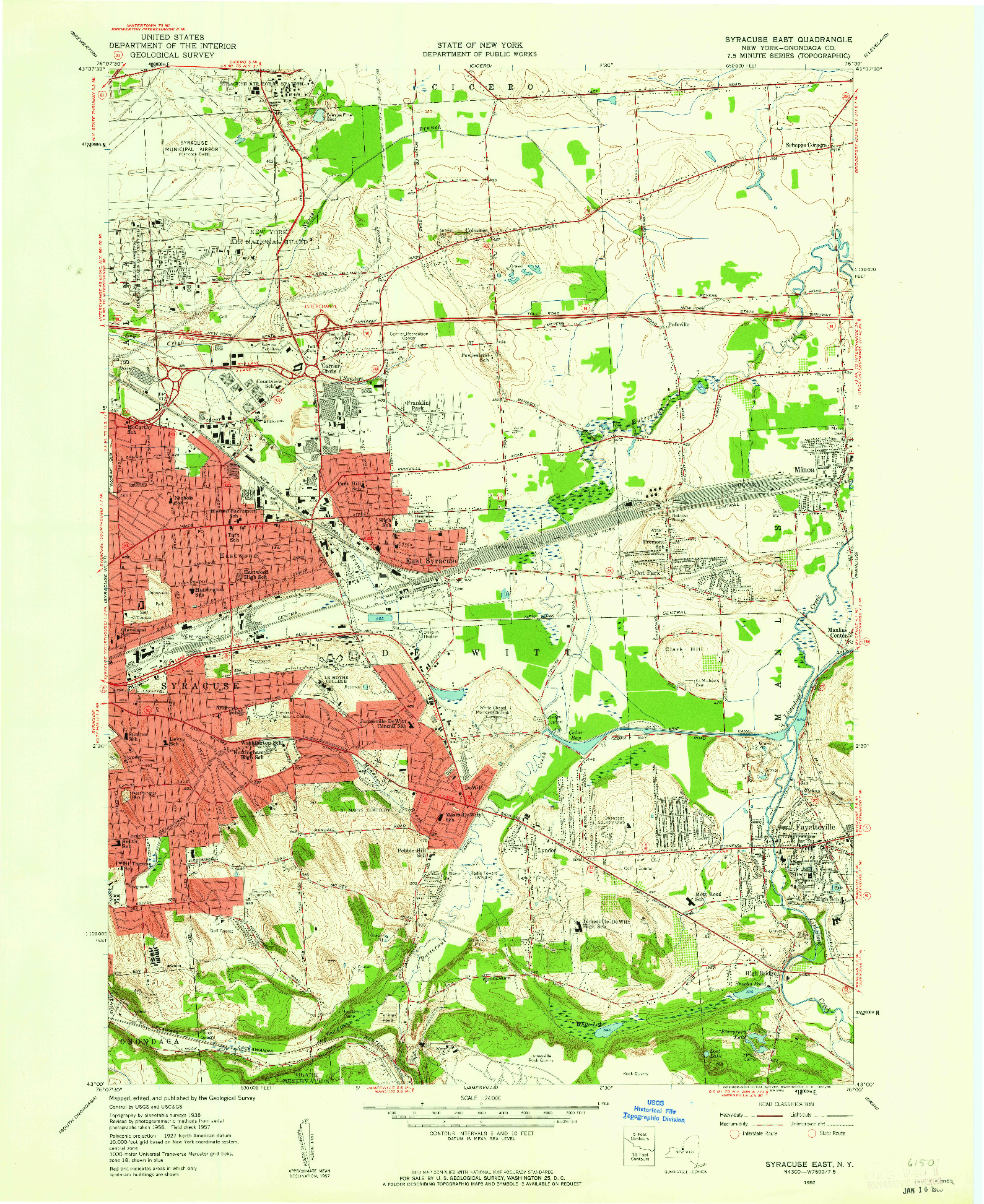 USGS 1:24000-SCALE QUADRANGLE FOR SYRACUSE EAST, NY 1957