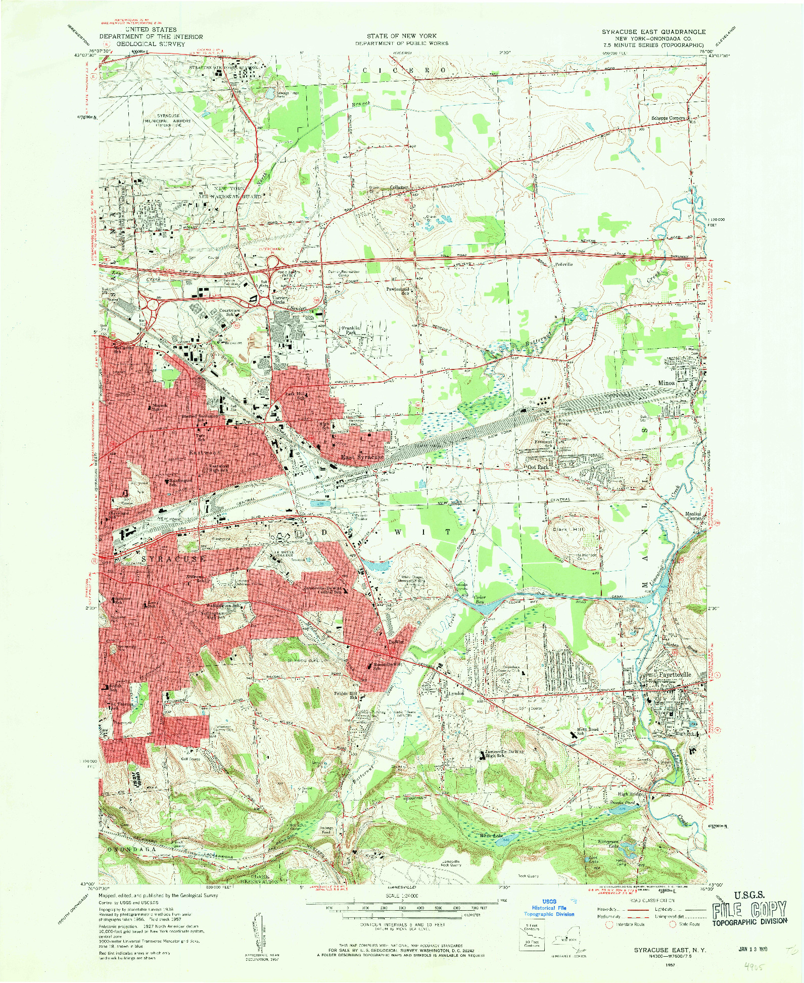 USGS 1:24000-SCALE QUADRANGLE FOR SYRACUSE EAST, NY 1957