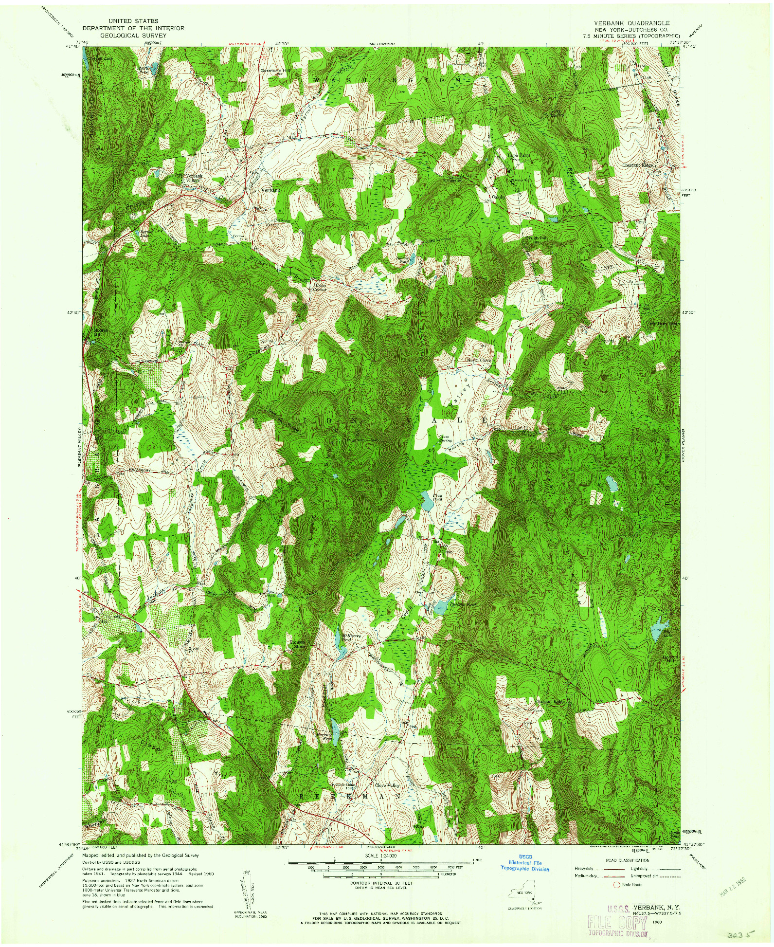 USGS 1:24000-SCALE QUADRANGLE FOR VERBANK, NY 1960