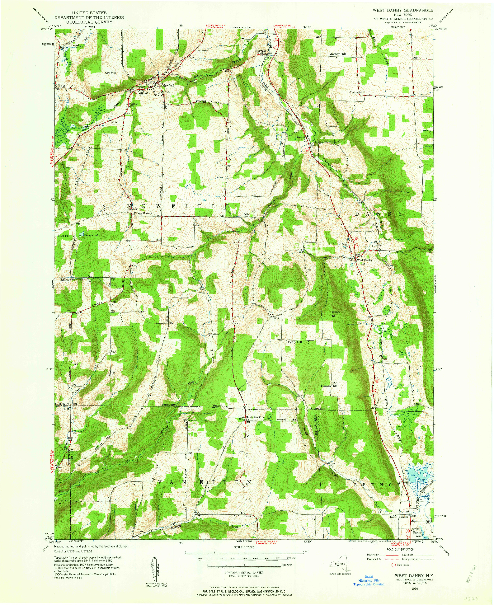 USGS 1:24000-SCALE QUADRANGLE FOR WEST DANBY, NY 1950