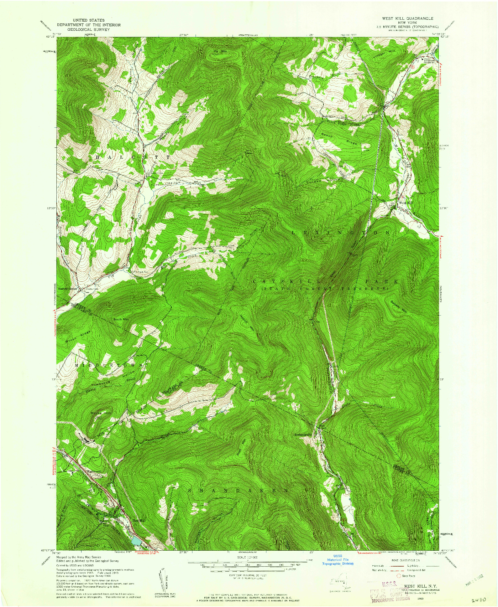 USGS 1:24000-SCALE QUADRANGLE FOR WEST KILL, NY 1960