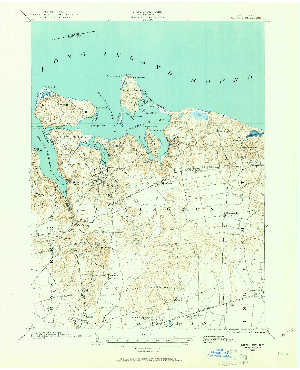 USGS 1:62500-SCALE QUADRANGLE FOR NORTHPORT, NY 1901
