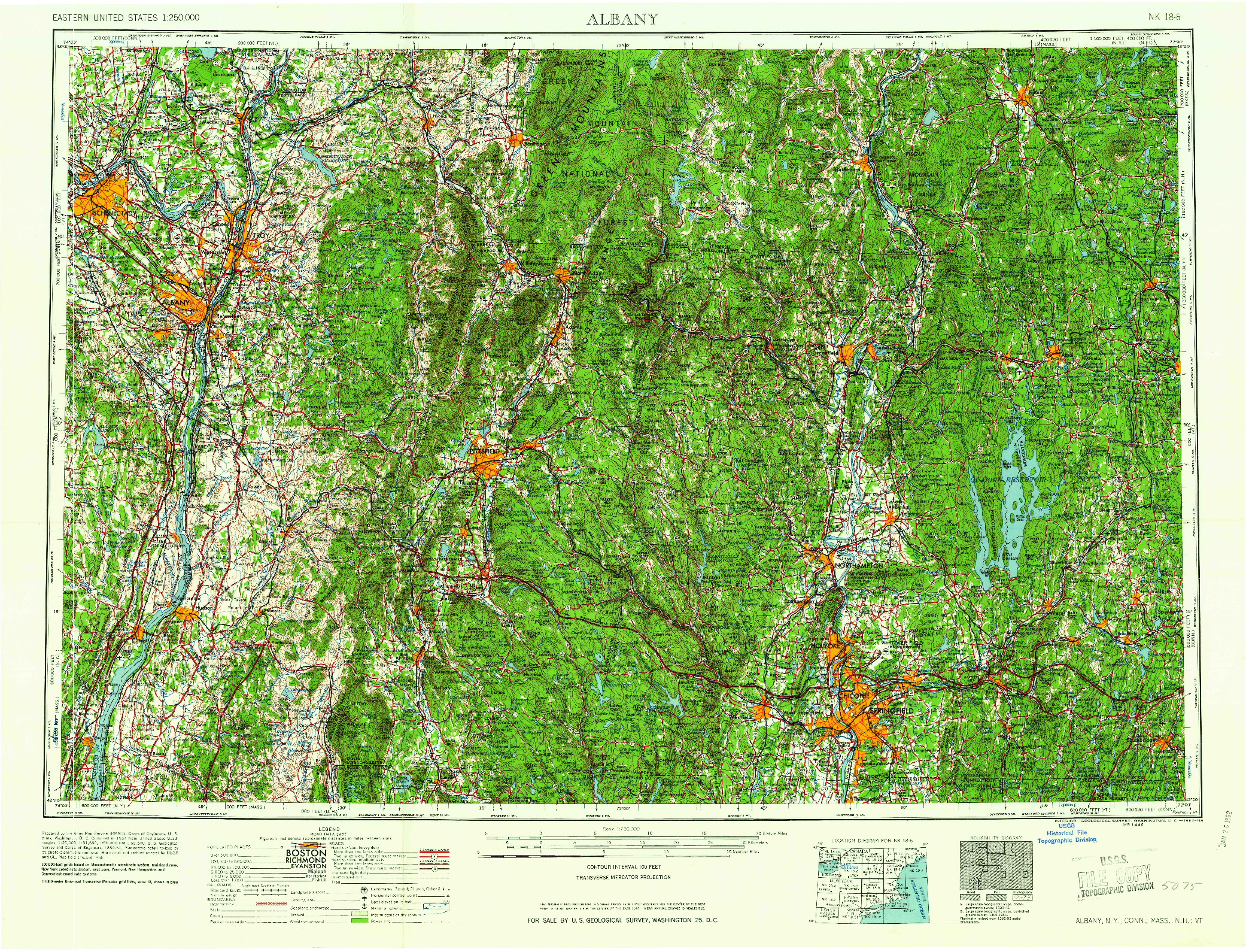 USGS 1:250000-SCALE QUADRANGLE FOR ALBANY, NY 1962