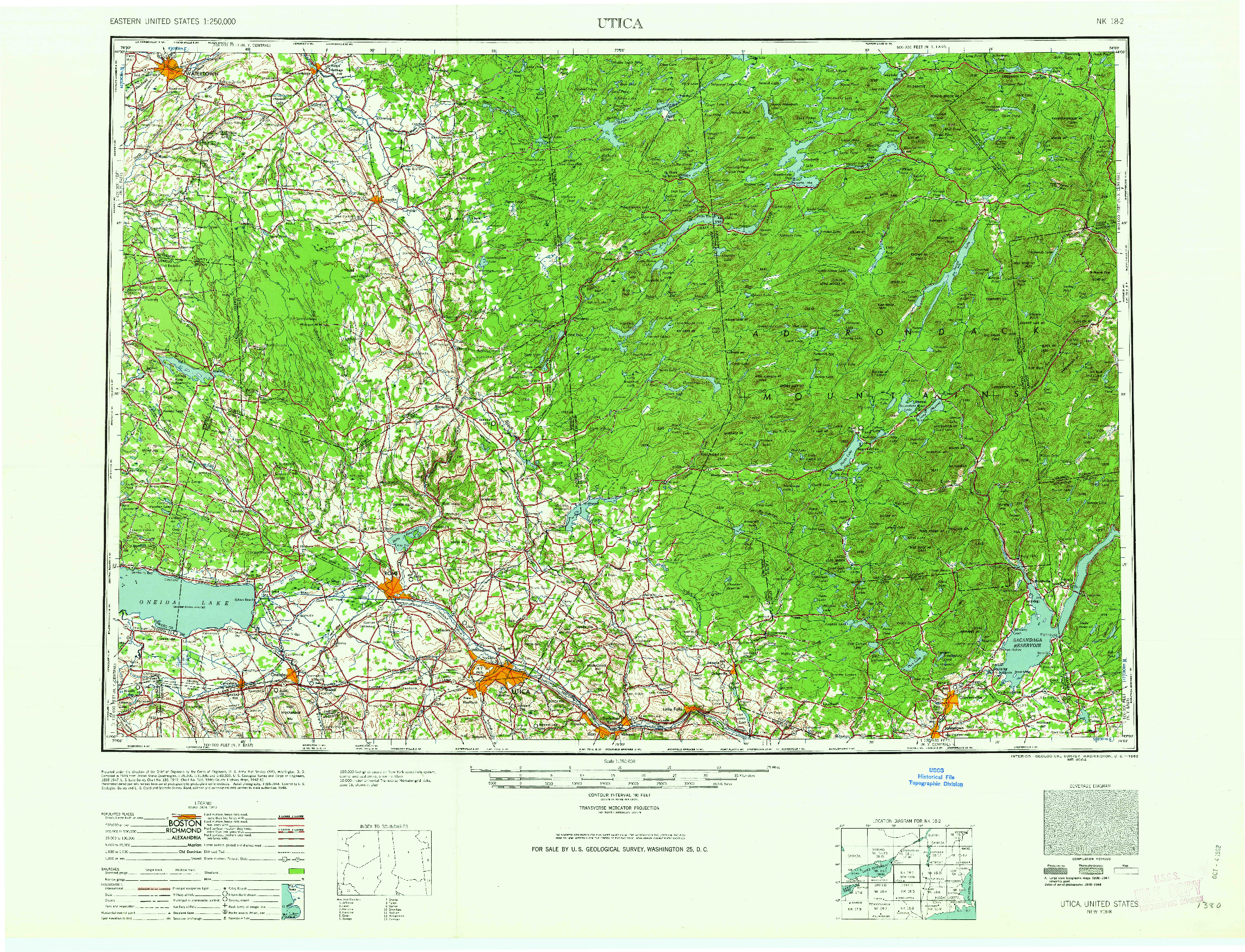 USGS 1:250000-SCALE QUADRANGLE FOR UTICA, NY 1962