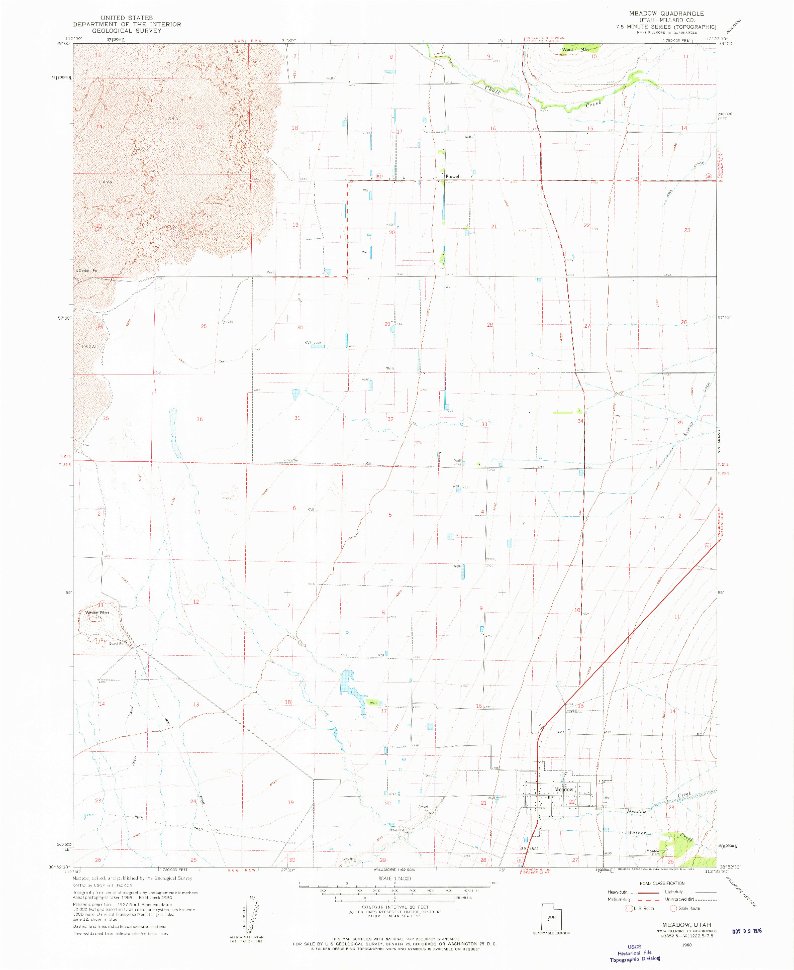 USGS 1:24000-SCALE QUADRANGLE FOR MEADOW, UT 1960