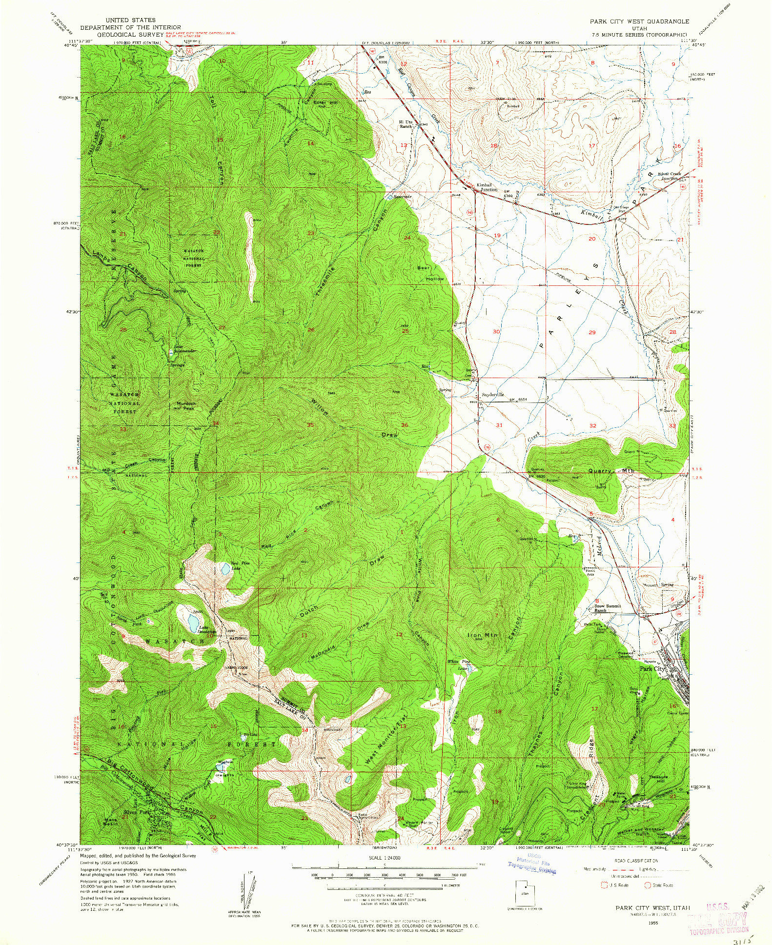USGS 1:24000-SCALE QUADRANGLE FOR PARK CITY WEST, UT 1955