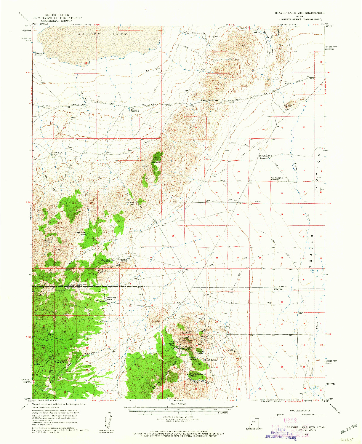 USGS 1:62500-SCALE QUADRANGLE FOR BEAVER LAKE MTS., UT 1960