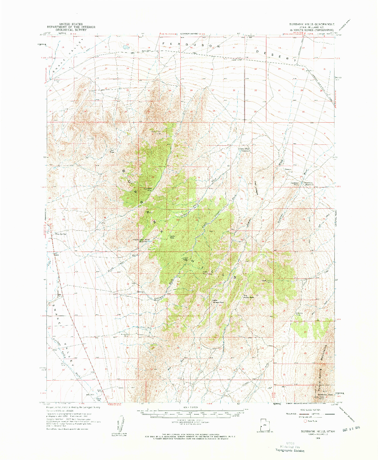 USGS 1:62500-SCALE QUADRANGLE FOR BURBANK HILLS, UT 1960