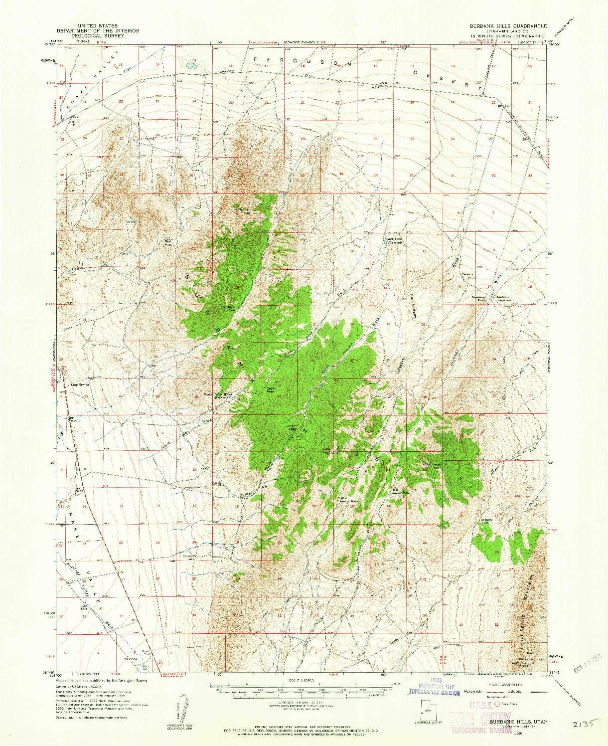 USGS 1:62500-SCALE QUADRANGLE FOR BURBANK HILLS, UT 1960
