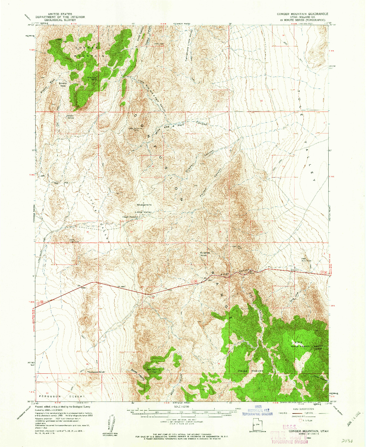 USGS 1:62500-SCALE QUADRANGLE FOR CONGER MOUNTAIN, UT 1960