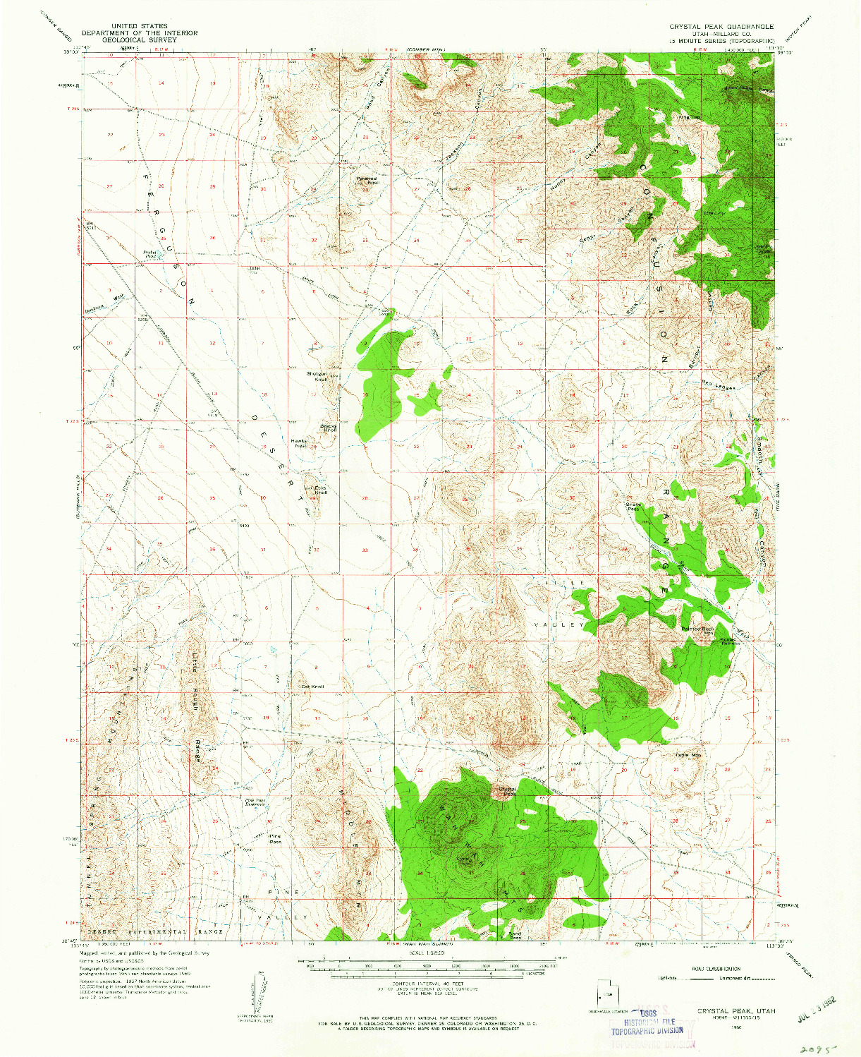 USGS 1:62500-SCALE QUADRANGLE FOR CRYSTAL PEAK, UT 1960