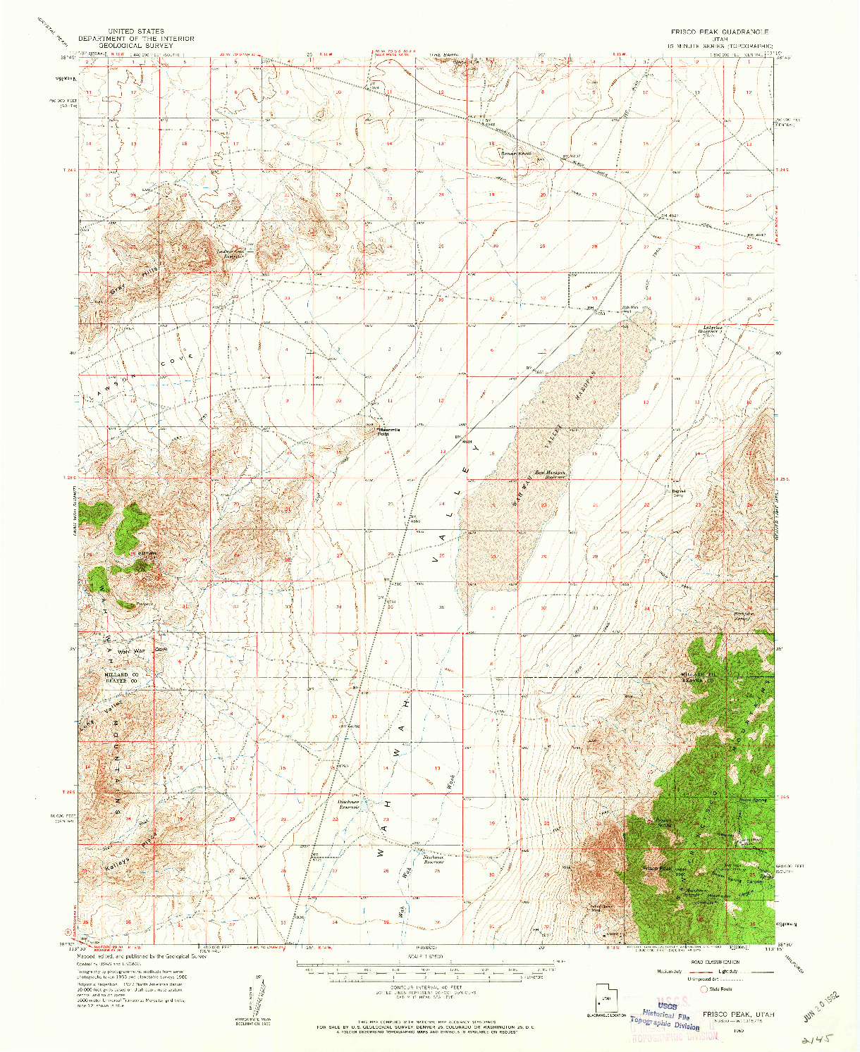USGS 1:62500-SCALE QUADRANGLE FOR FRISCO PEAK, UT 1960