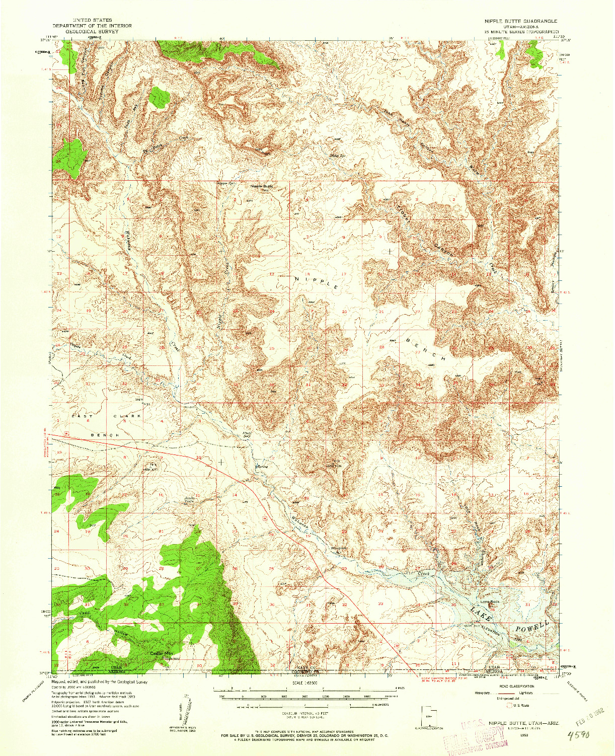 USGS 1:62500-SCALE QUADRANGLE FOR NIPPLE BUTTE, UT 1953