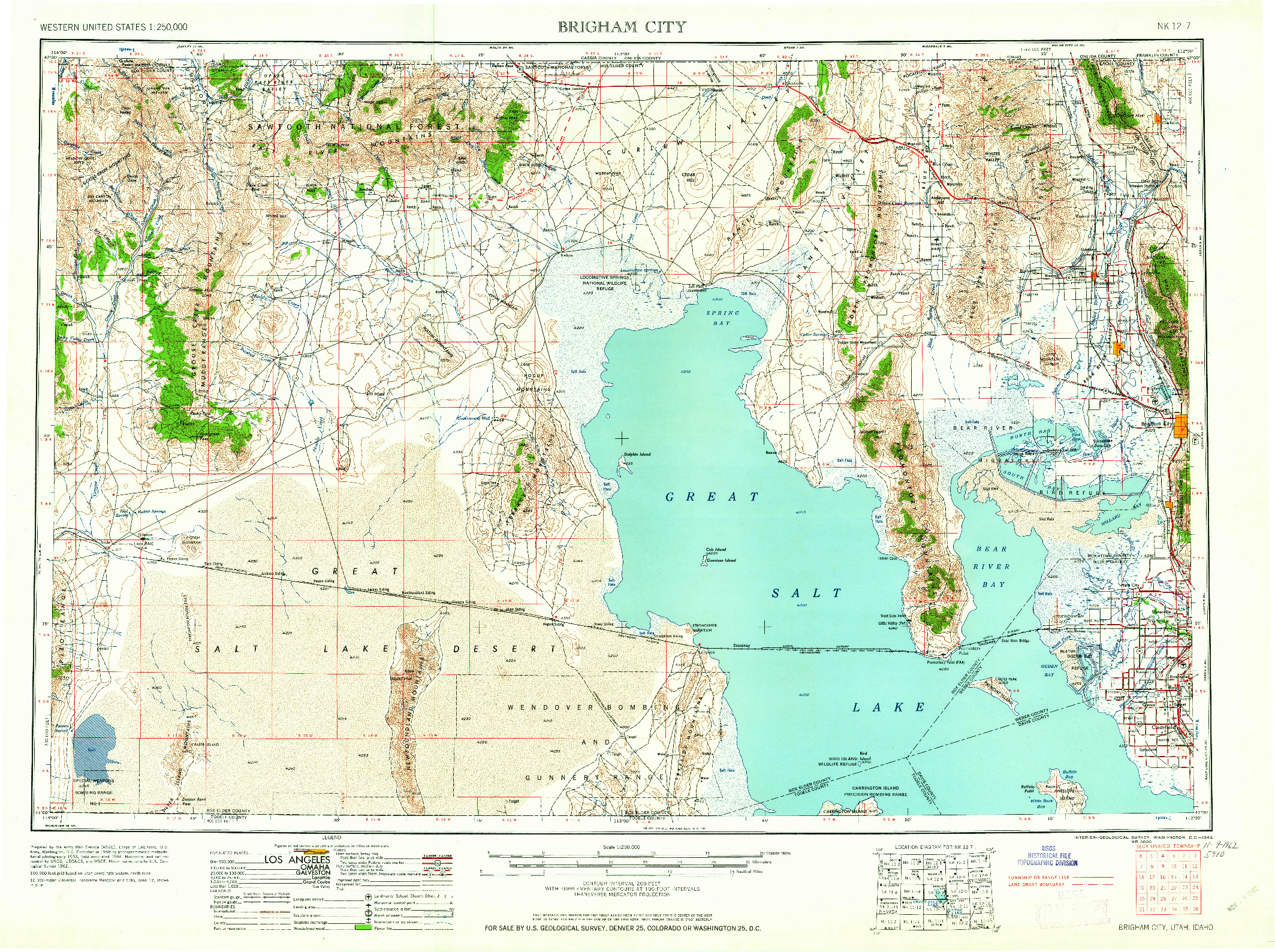 USGS 1:250000-SCALE QUADRANGLE FOR BRIGHAM CITY, UT 1962