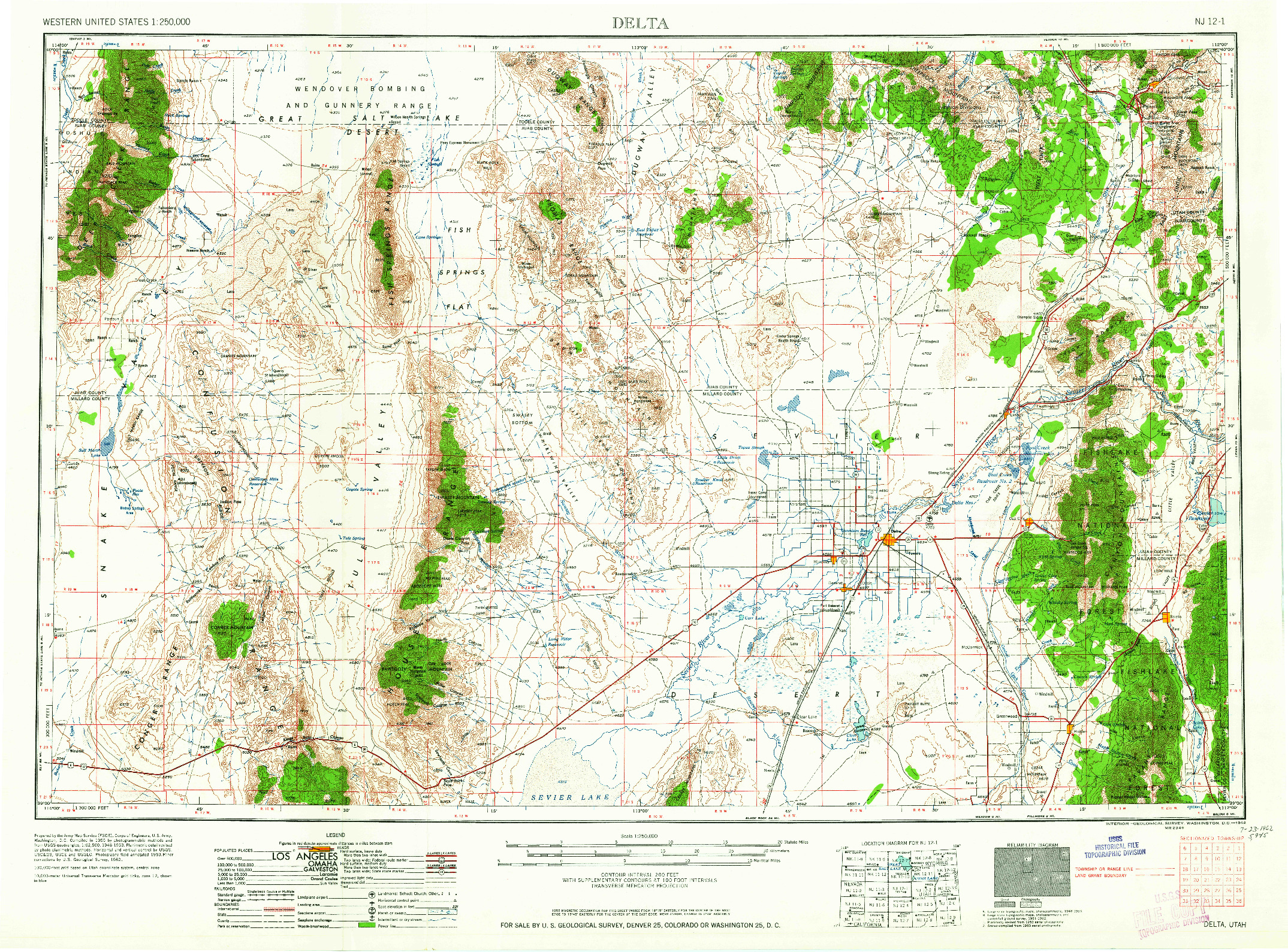 USGS 1:250000-SCALE QUADRANGLE FOR DELTA, UT 1962