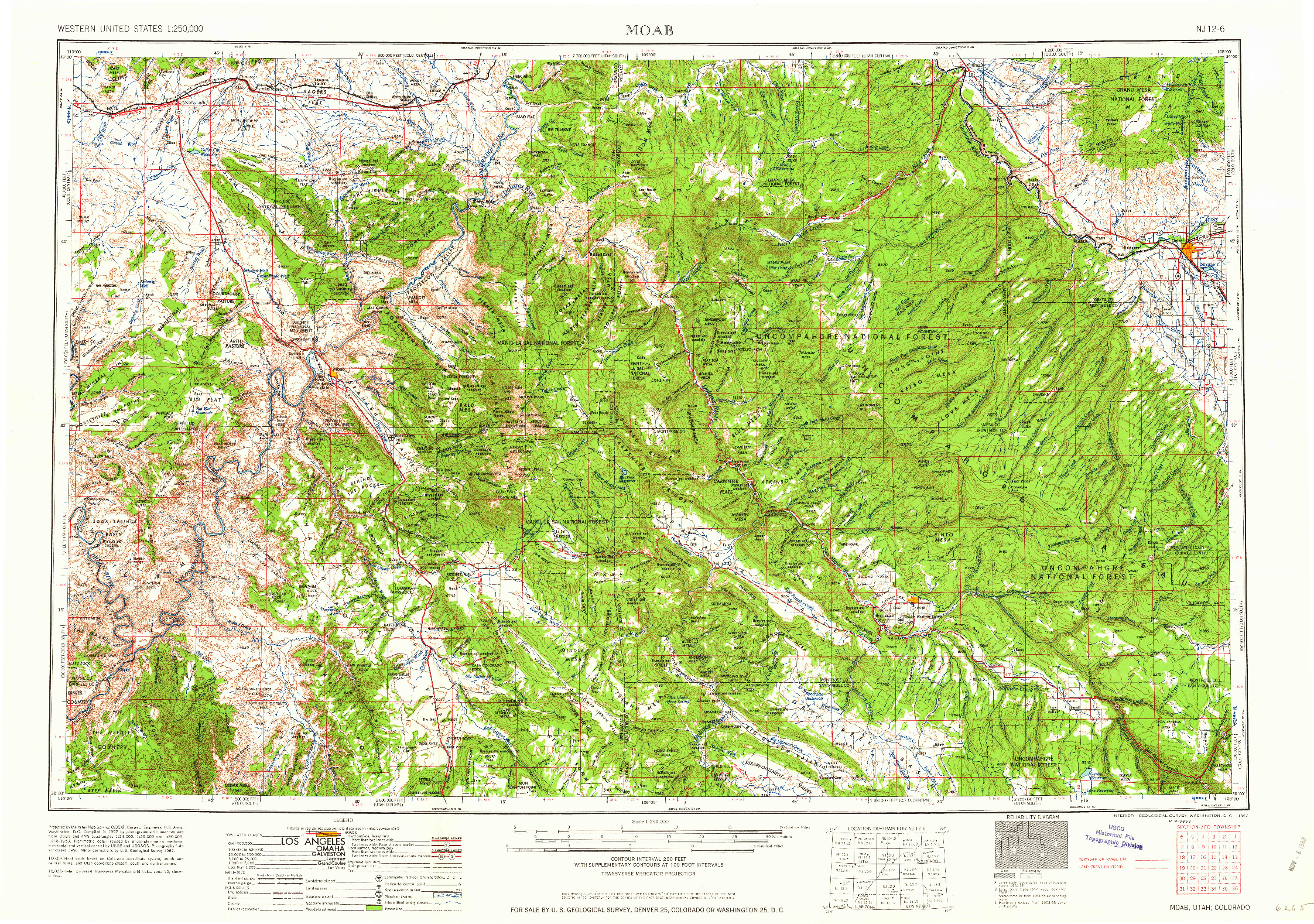 USGS 1:250000-SCALE QUADRANGLE FOR MOAB, UT 1962