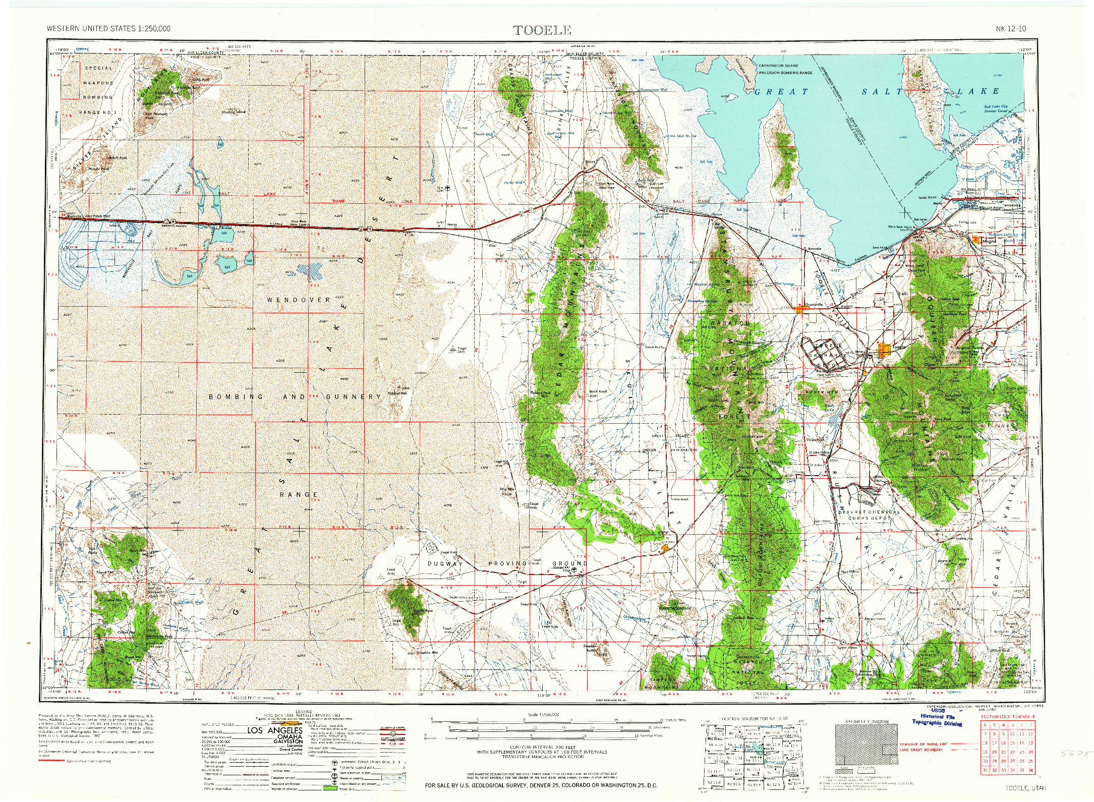 USGS 1:250000-SCALE QUADRANGLE FOR TOOELE, UT 1955