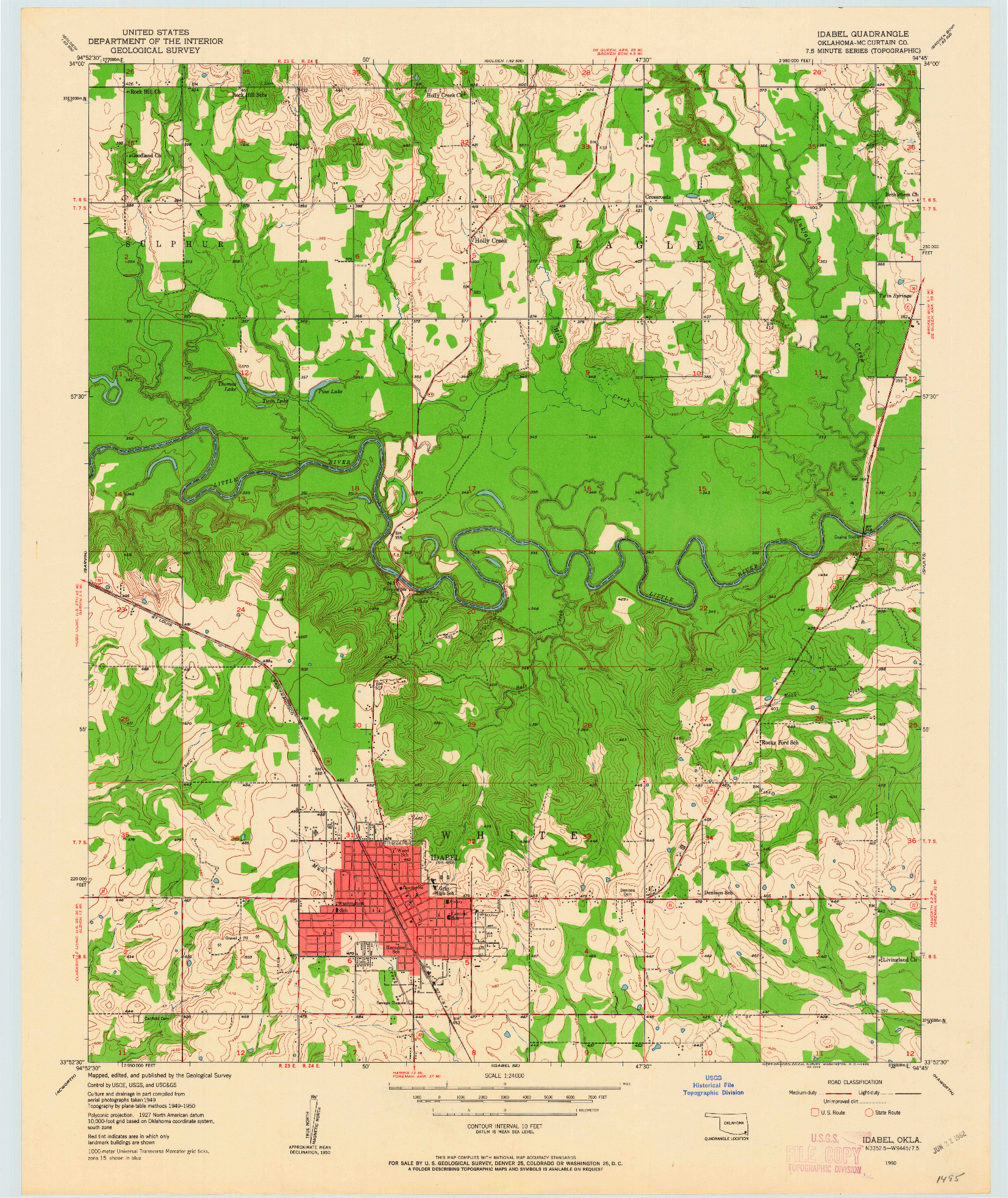 USGS 1:24000-SCALE QUADRANGLE FOR IDABEL, OK 1950