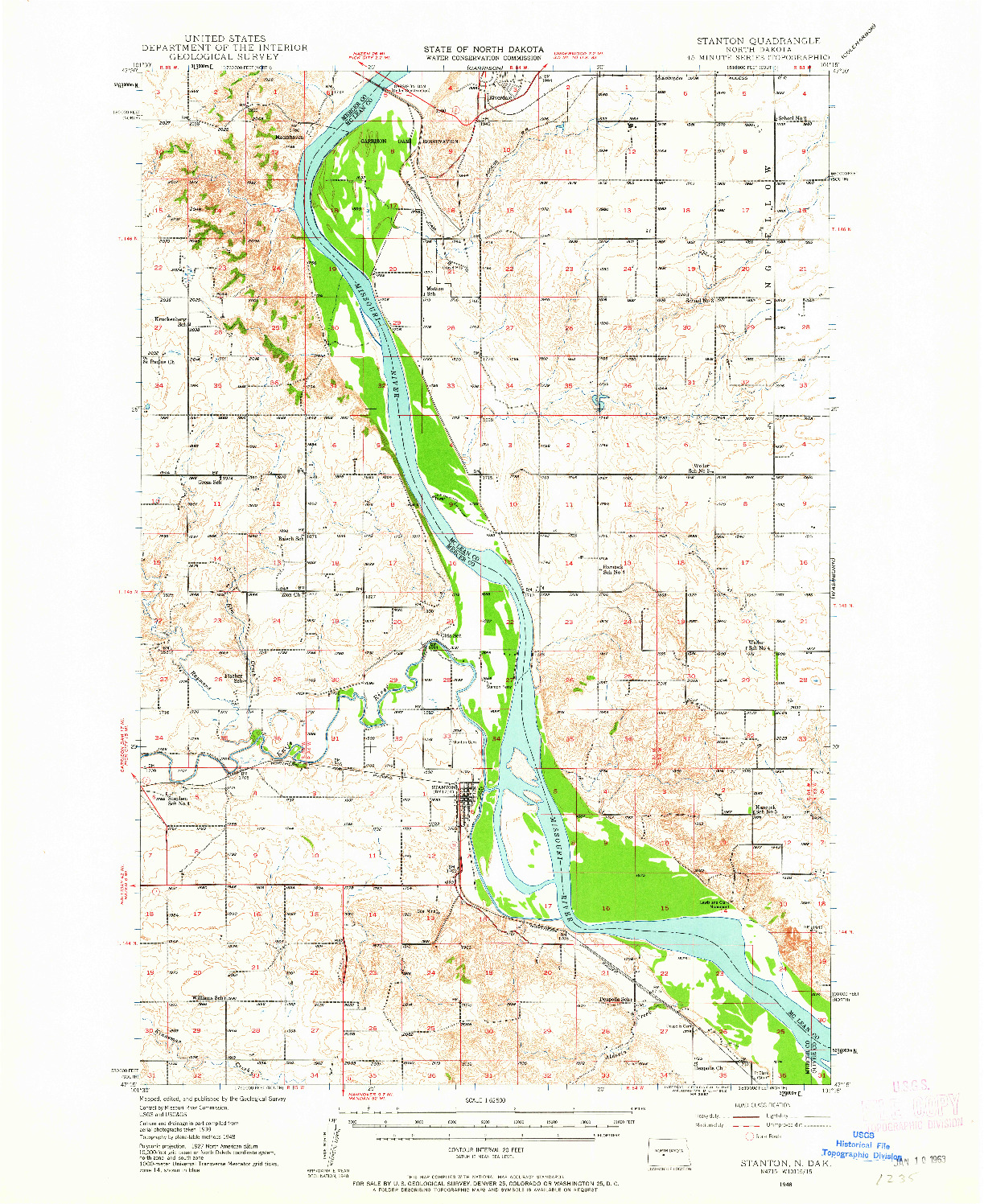 USGS 1:62500-SCALE QUADRANGLE FOR STANTON, ND 1948