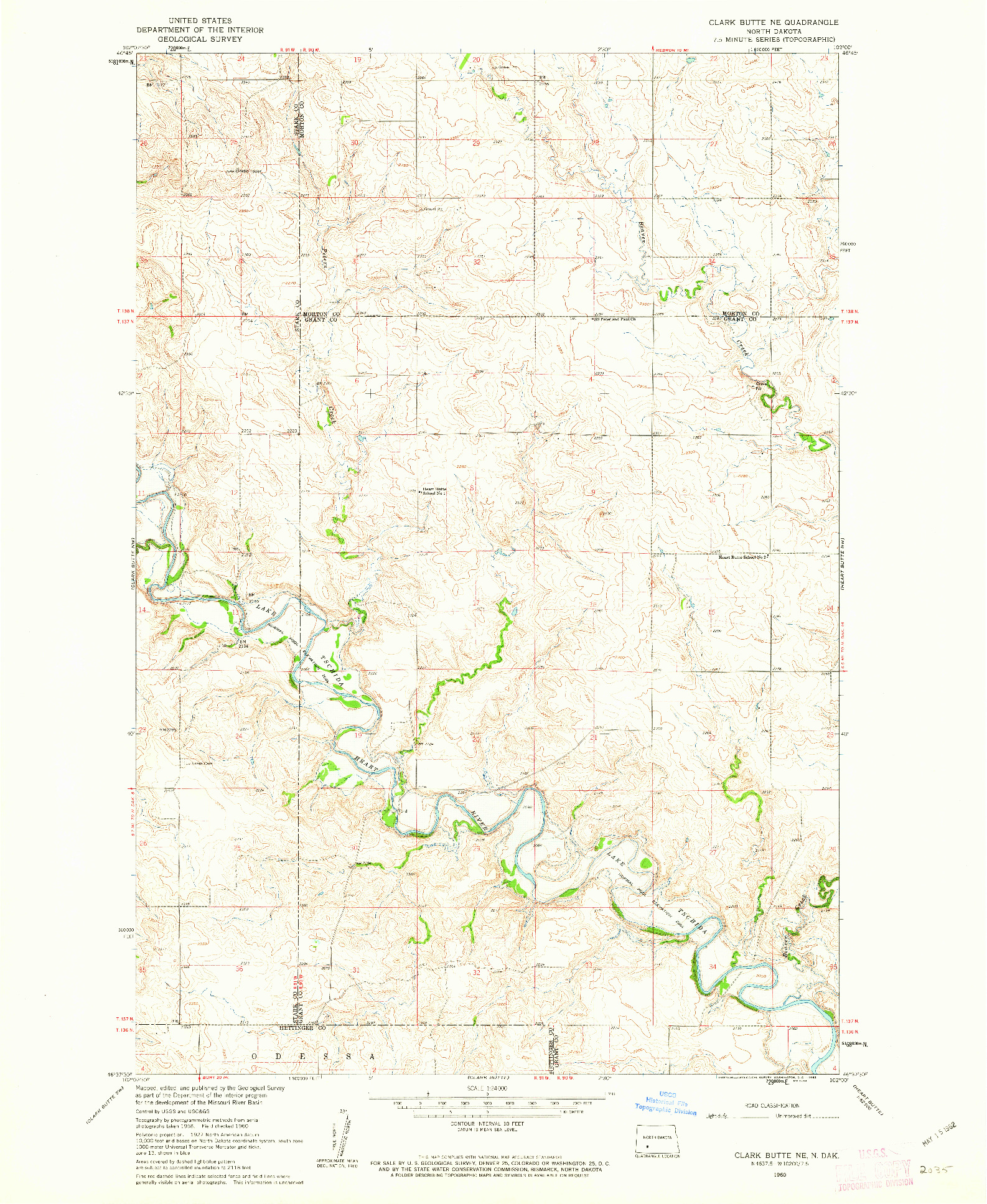 USGS 1:24000-SCALE QUADRANGLE FOR CLARK BUTTE NE, ND 1960