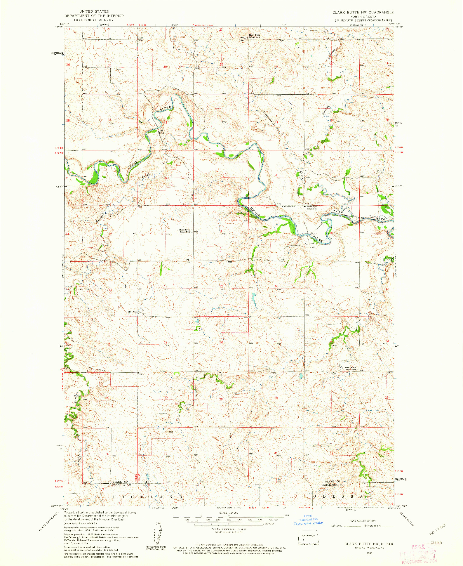 USGS 1:24000-SCALE QUADRANGLE FOR CLARK BUTTE NW, ND 1960