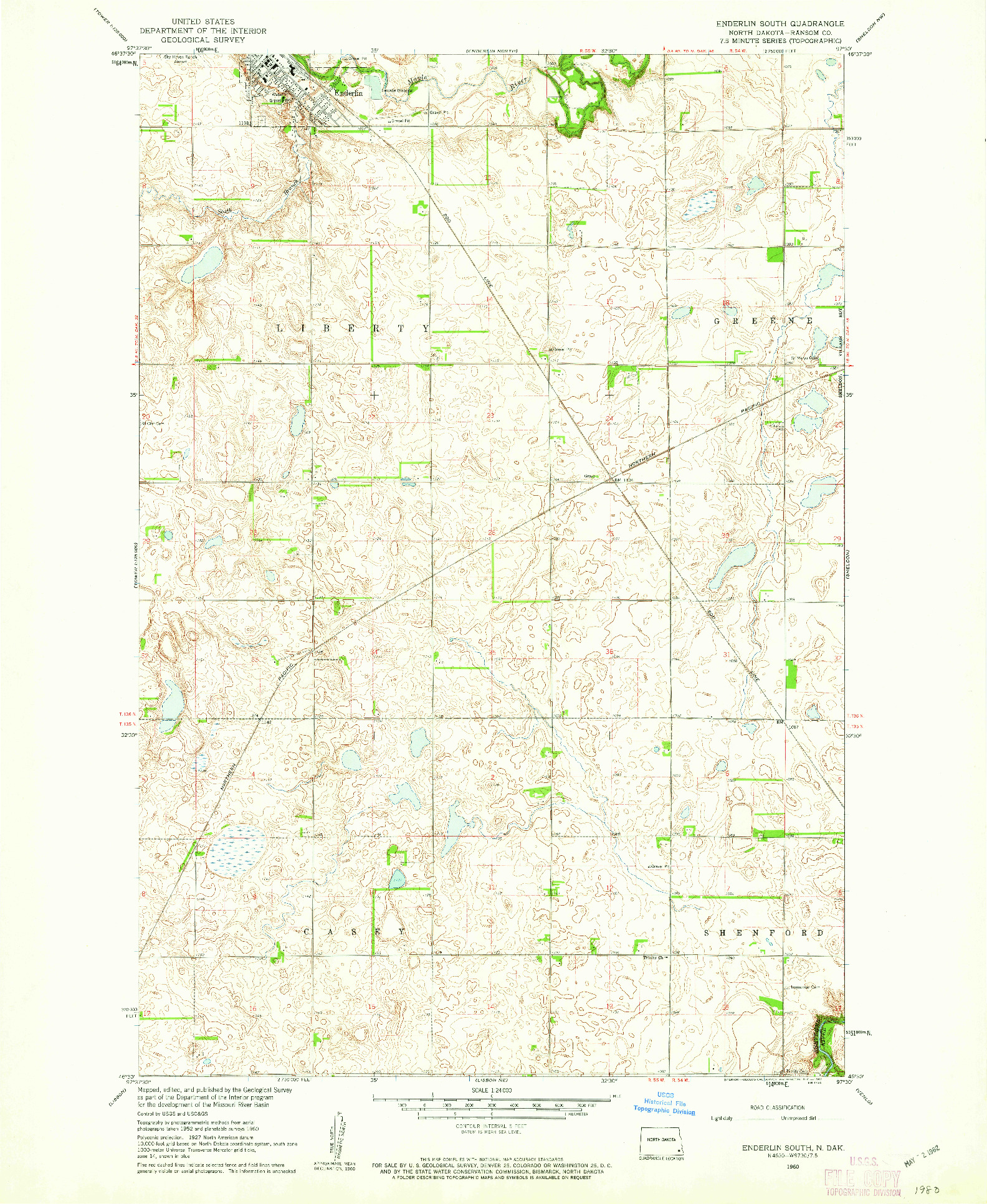 USGS 1:24000-SCALE QUADRANGLE FOR ENDERLIN SOUTH, ND 1960
