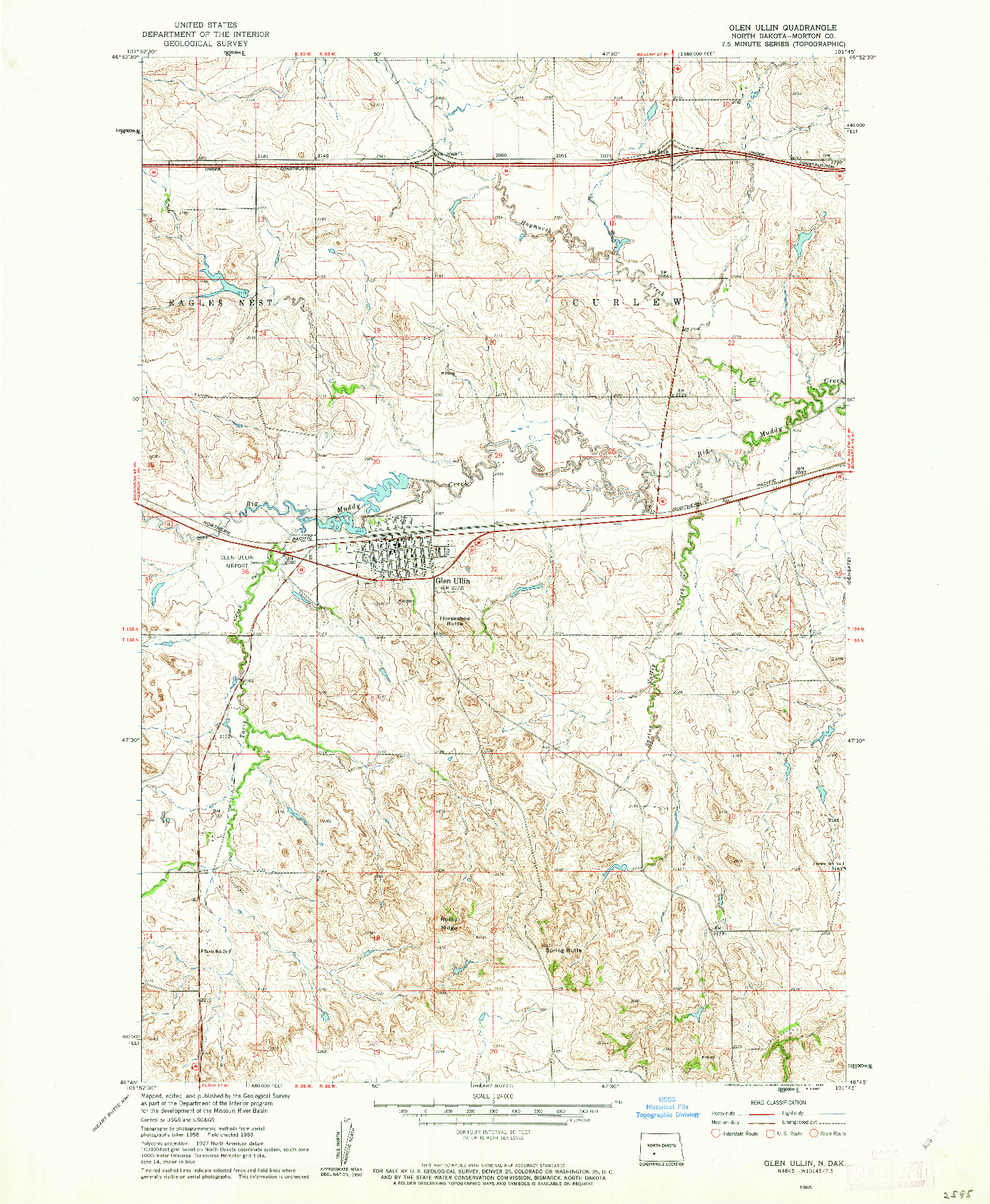 USGS 1:24000-SCALE QUADRANGLE FOR GLEN ULLIN, ND 1960