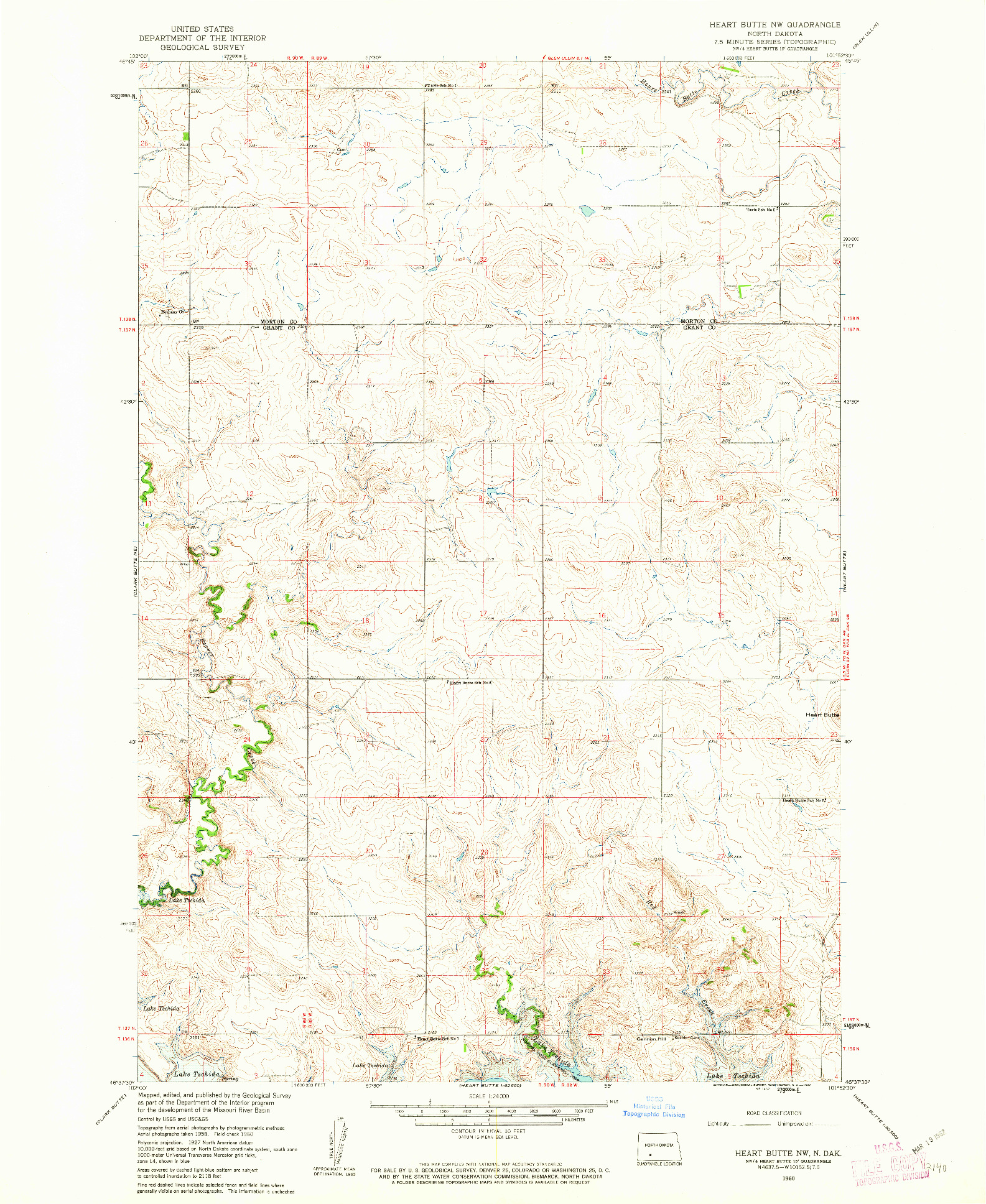 USGS 1:24000-SCALE QUADRANGLE FOR HEART BUTTE NW, ND 1960