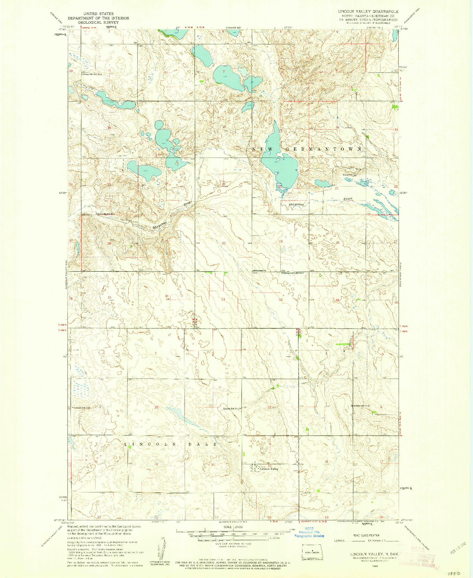 USGS 1:24000-SCALE QUADRANGLE FOR LINCOLN VALLEY, ND 1960