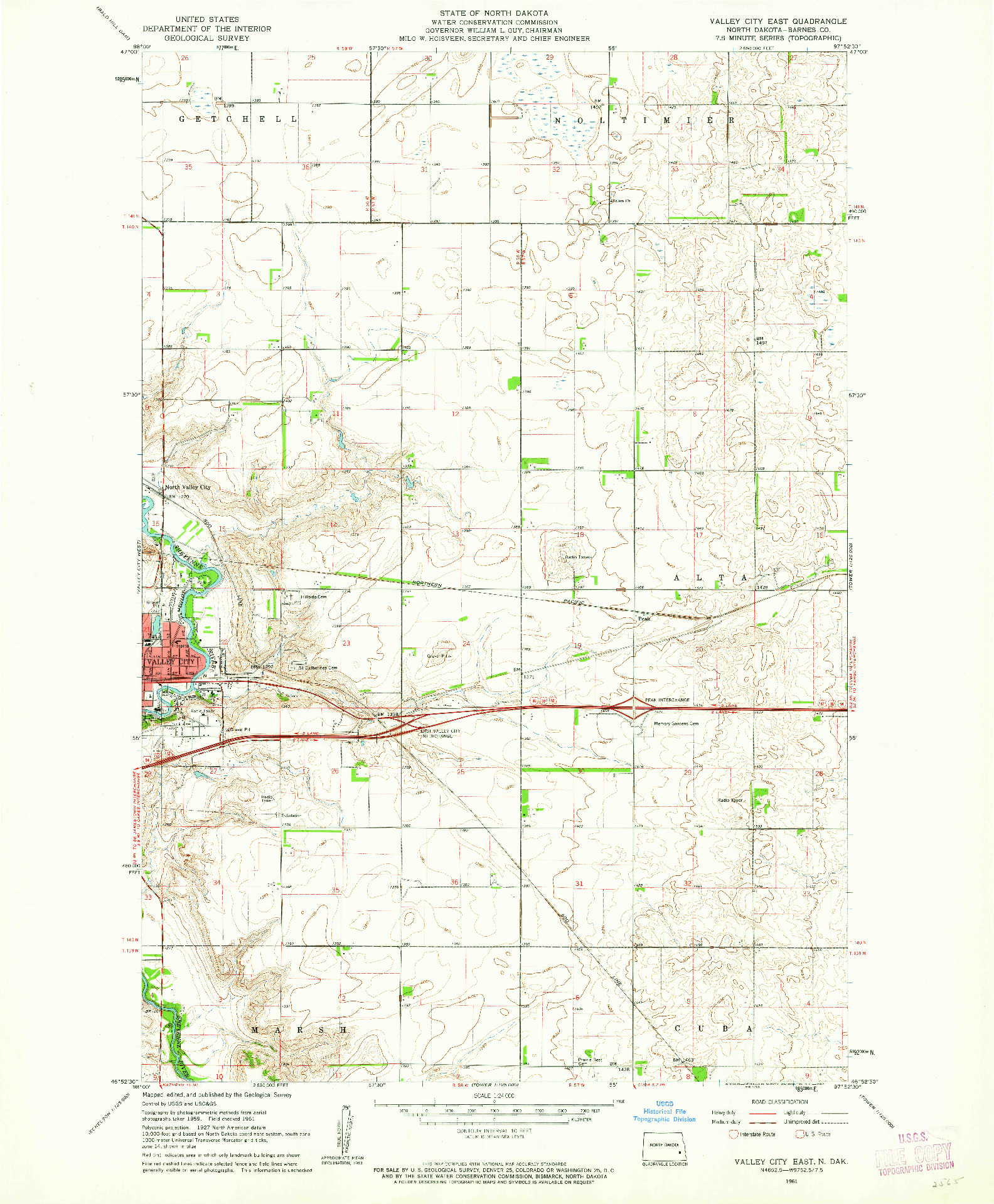 USGS 1:24000-SCALE QUADRANGLE FOR VALLEY CITY EAST, ND 1961
