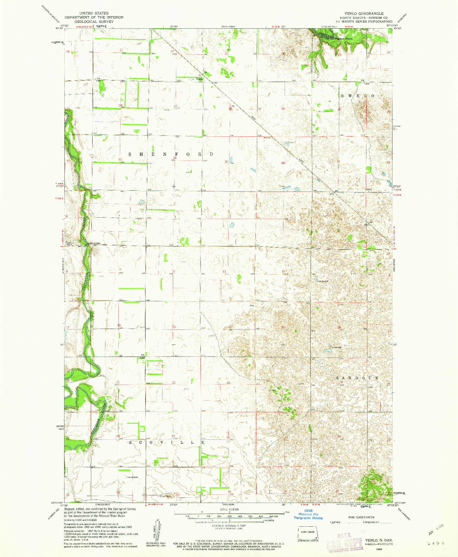 USGS 1:24000-SCALE QUADRANGLE FOR VENLO, ND 1960